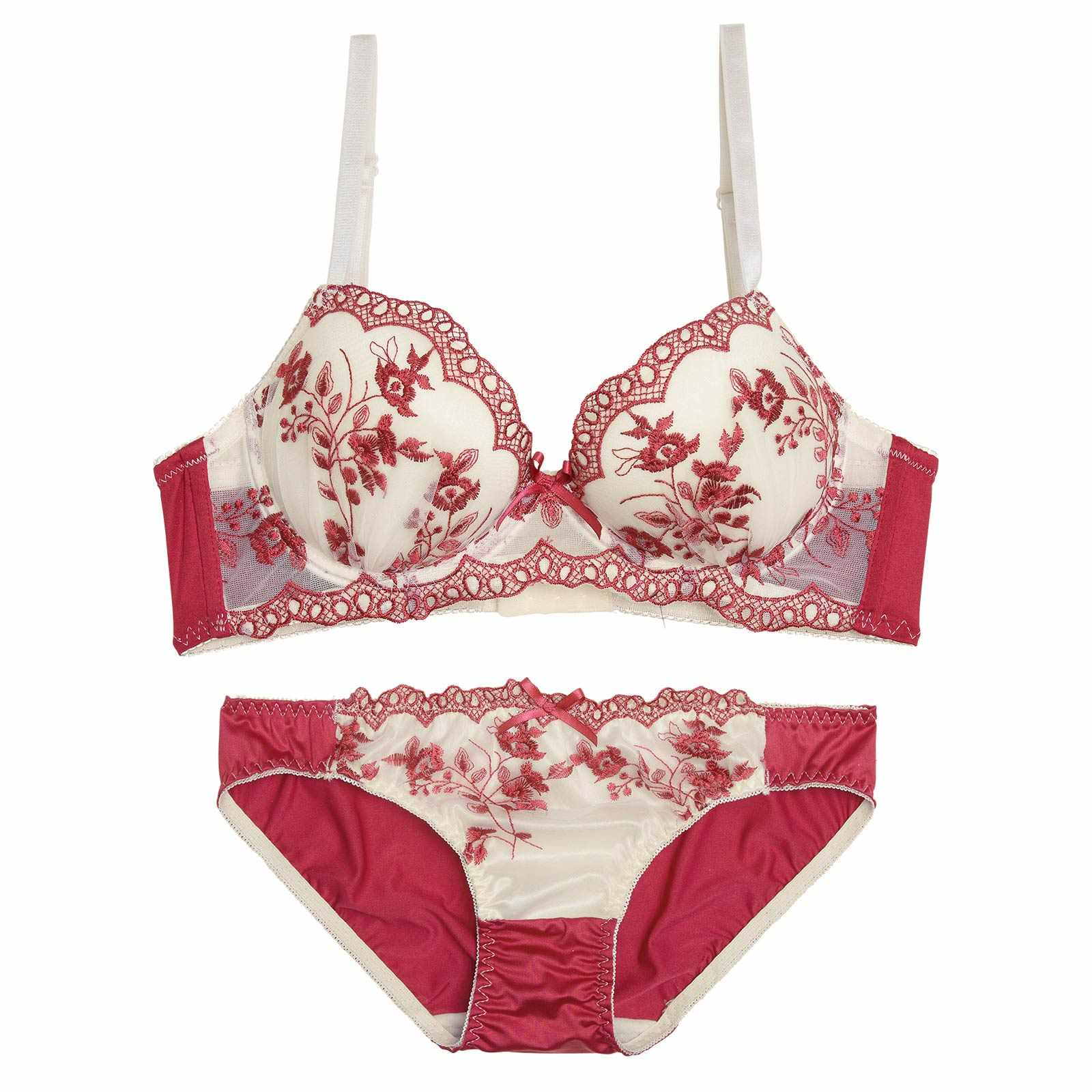 11/8再販!【ノンワイヤー】ノスタルジアブルーム育乳脇高ブラジャー&フルバックショーツ