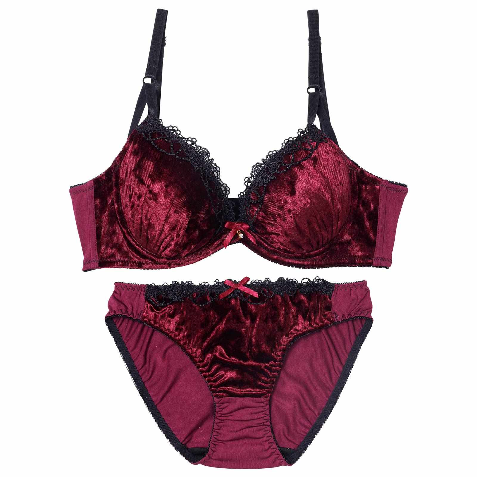 11/22再販!ラグジュアリーベロアローズ育乳脇高ブラジャー&フルバックショーツ