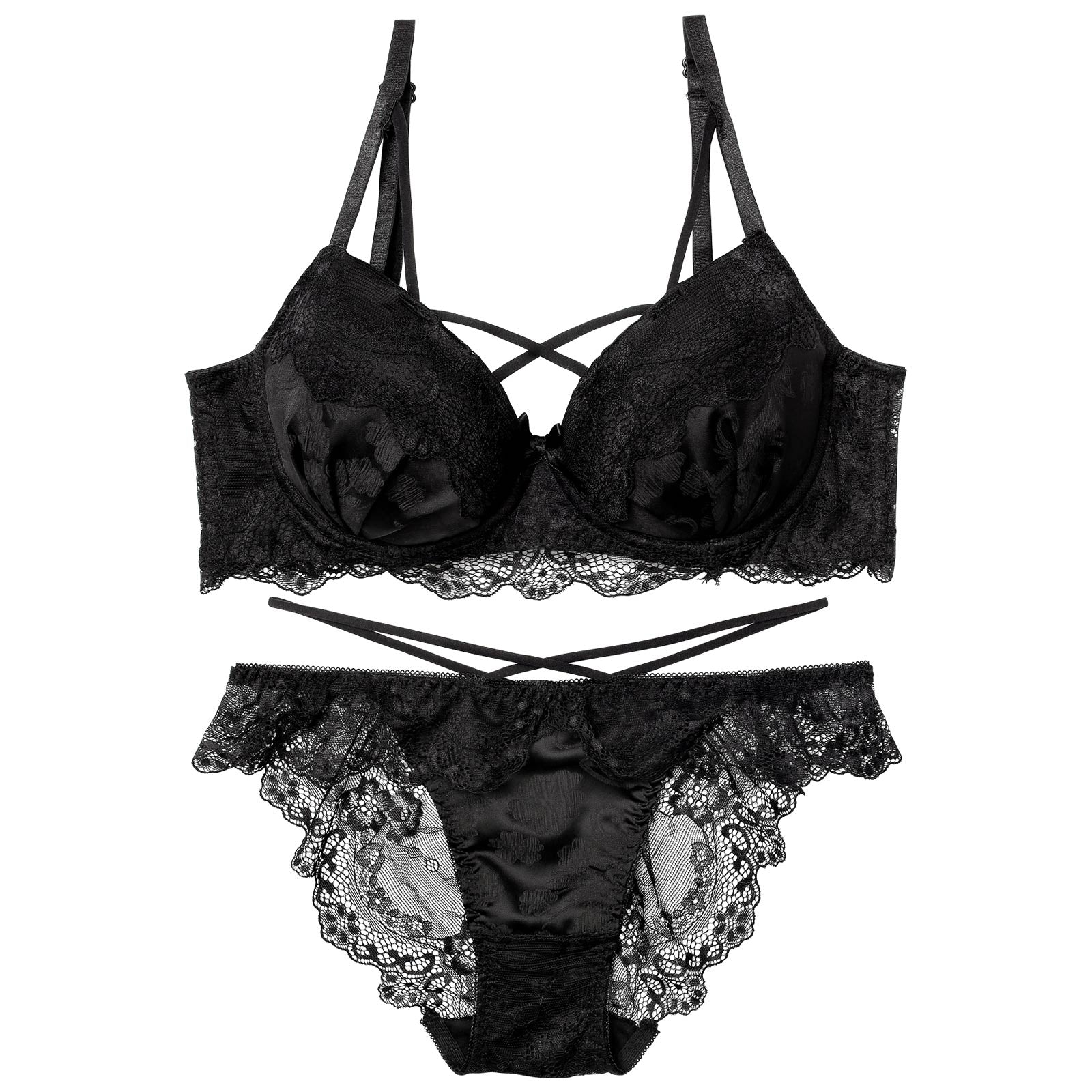 11/15再販!【EFサイズ】ヴィーナスレーシィクロス育乳脇高ブラジャー&バック透けフルバックショーツ