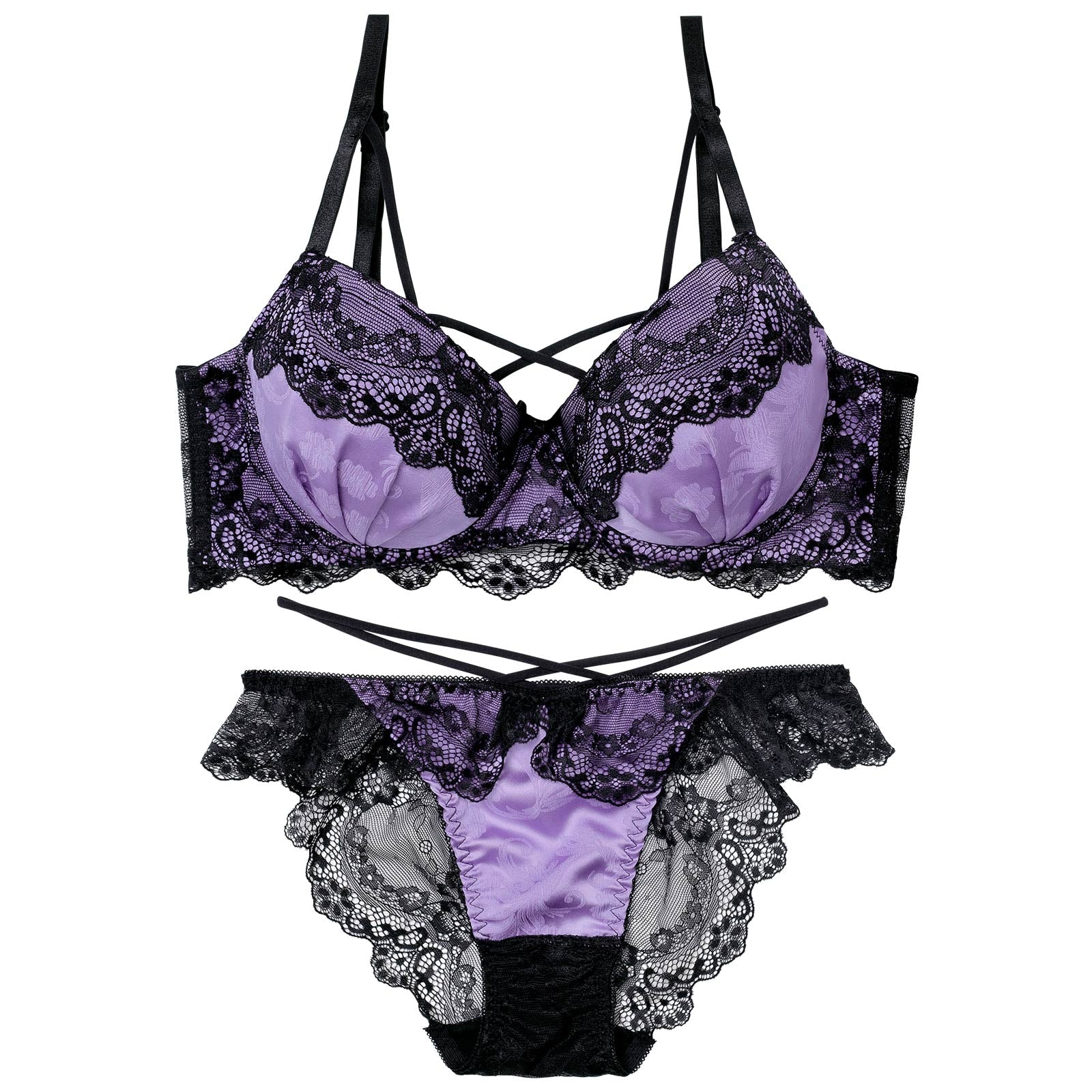 11/15再販!【EFサイズ】ヴィーナスレーシィクロス育乳脇高ブラジャー&バック透けフルバックショーツ