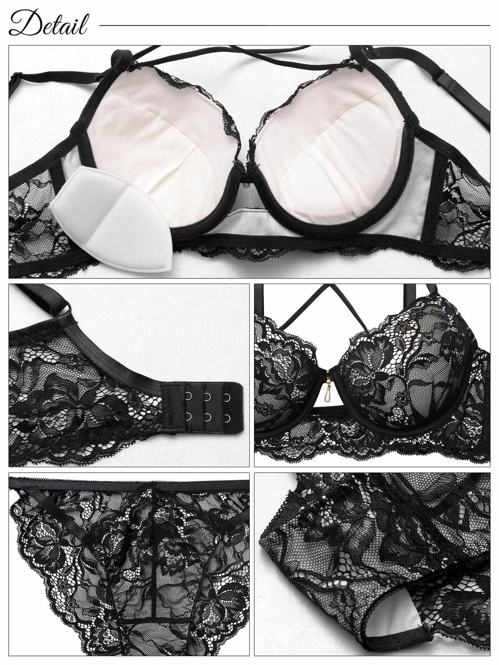 10/10新作!ラビッシュレースストリング育乳脇高ブラジャー&バック透けフルバックショーツ
