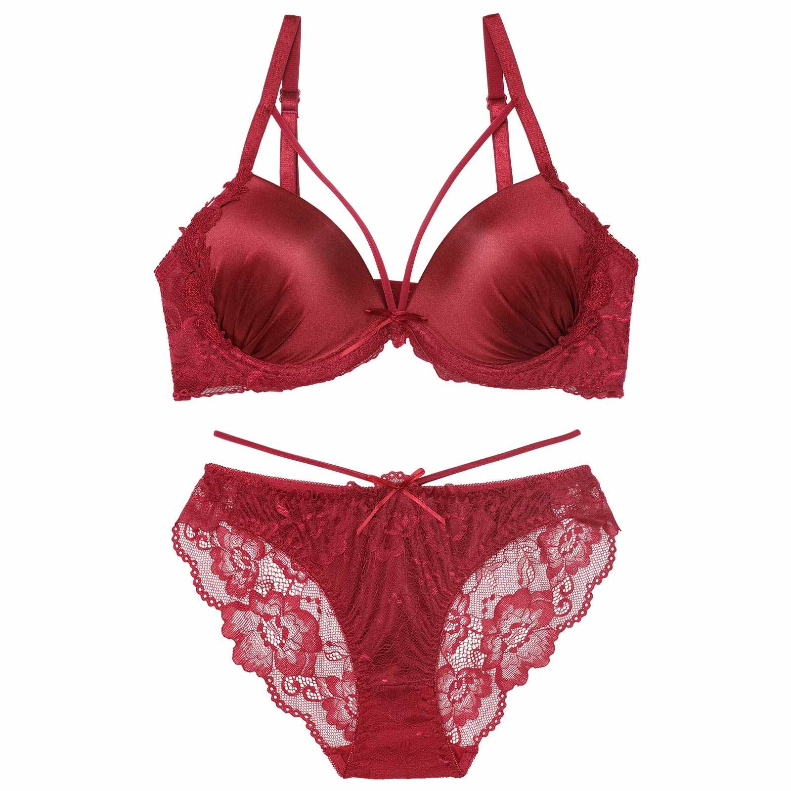 12/16再販!グロウサテンストリングブラジャー&バック透けフルバックショーツ