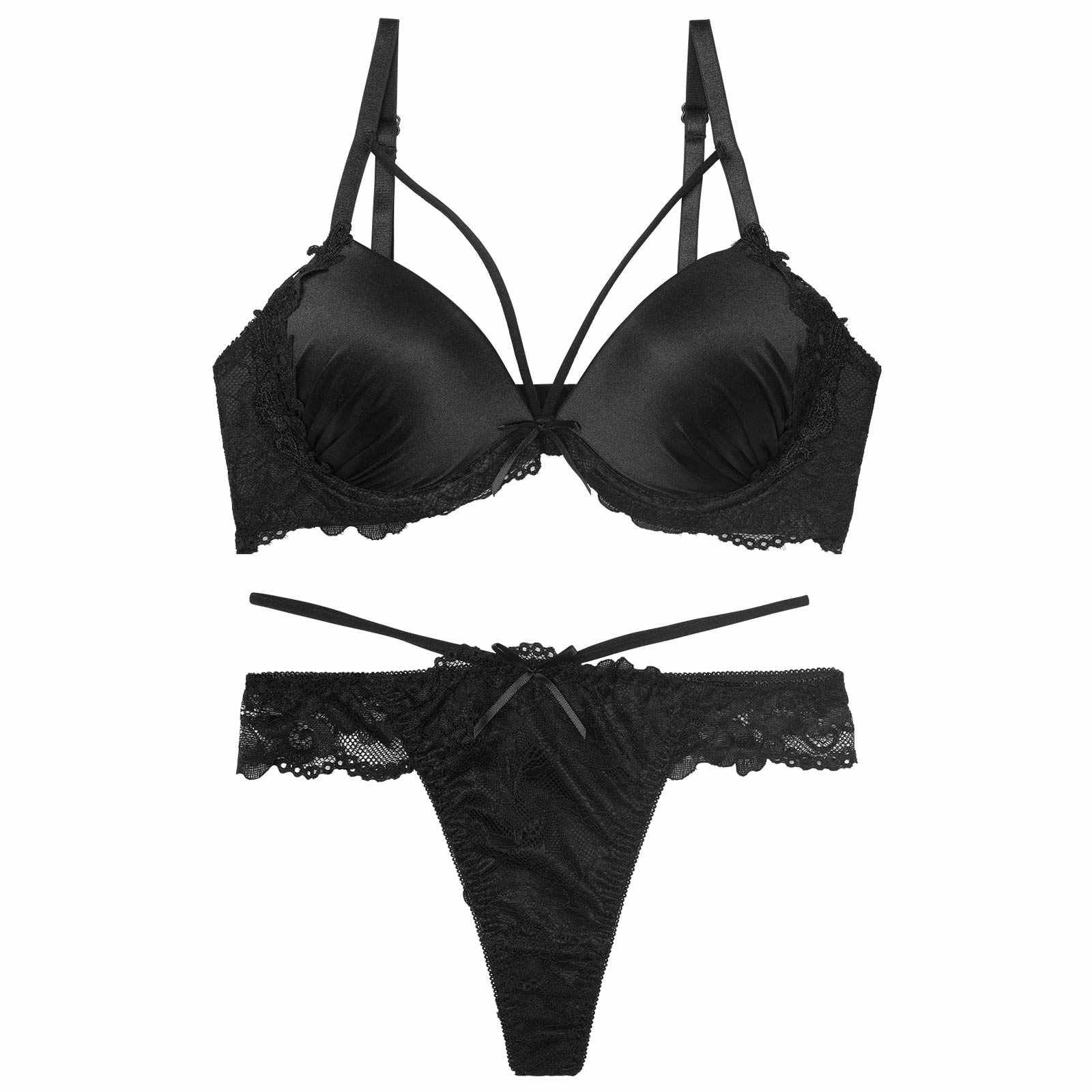 12/16再販!グロウサテンストリングブラジャー&バック透けTバックショーツ