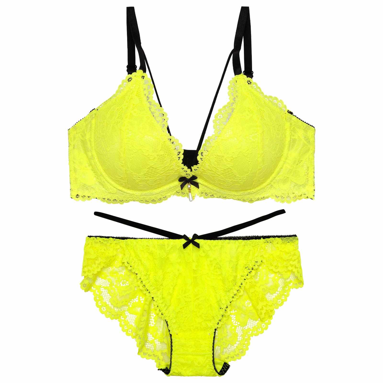 2/11新作!ネオンカラーレースコードブラジャー&バック透けフルバックショーツ