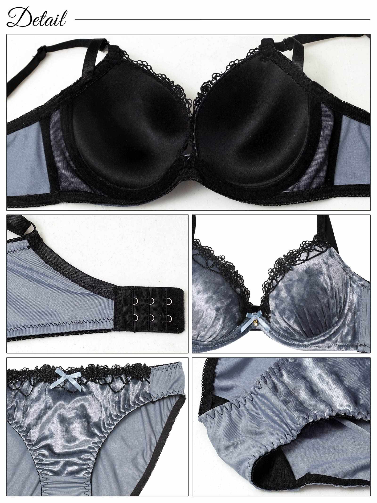 10/29新作!【EFサイズ】ラグジュアリーベロアローズ育乳脇高ブラジャー&フルバックショーツ