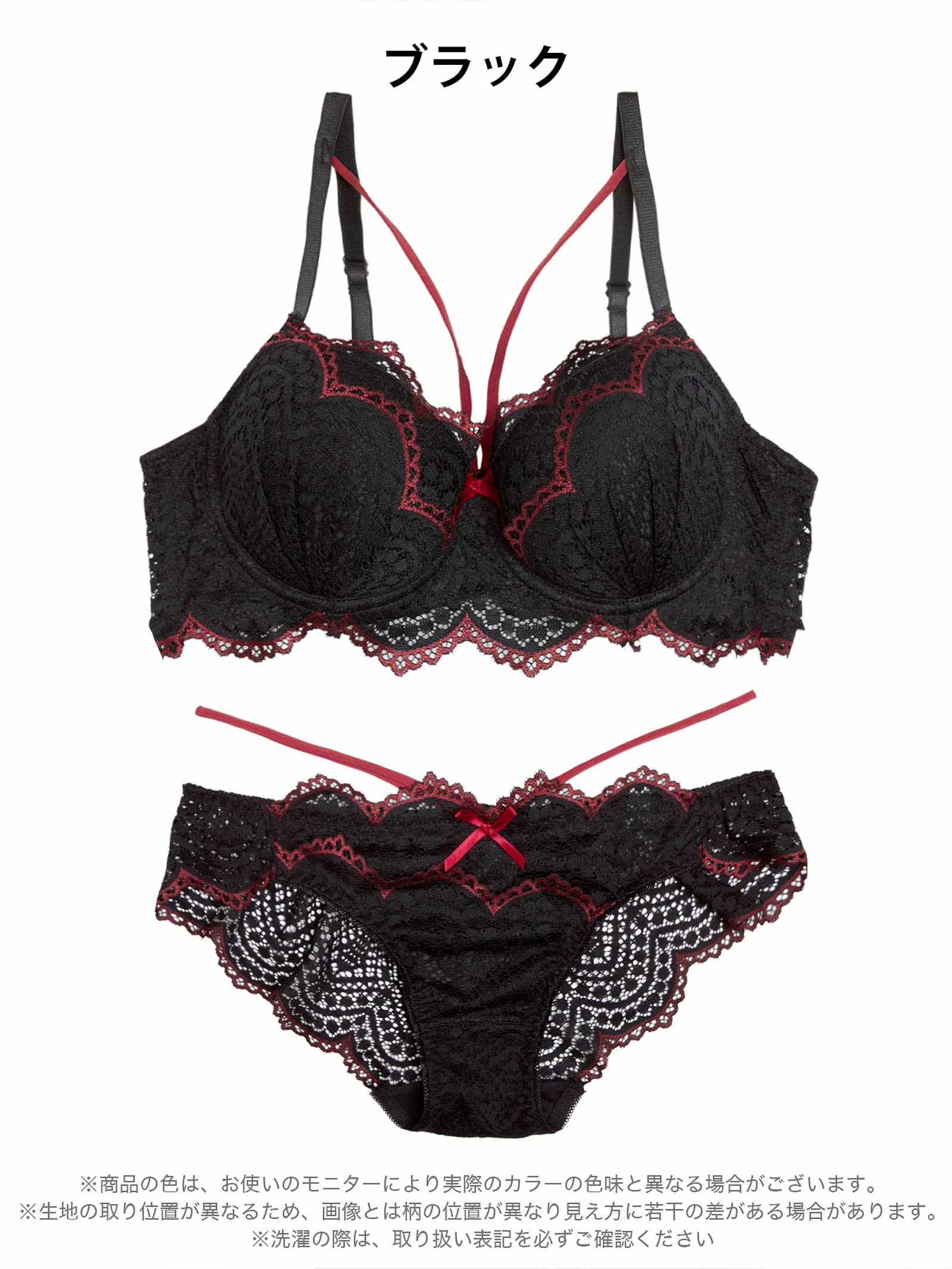 12/10新作!【EFサイズ】ノクターンレースコード育乳脇高ブラジャー&バック透けフルバックショーツ