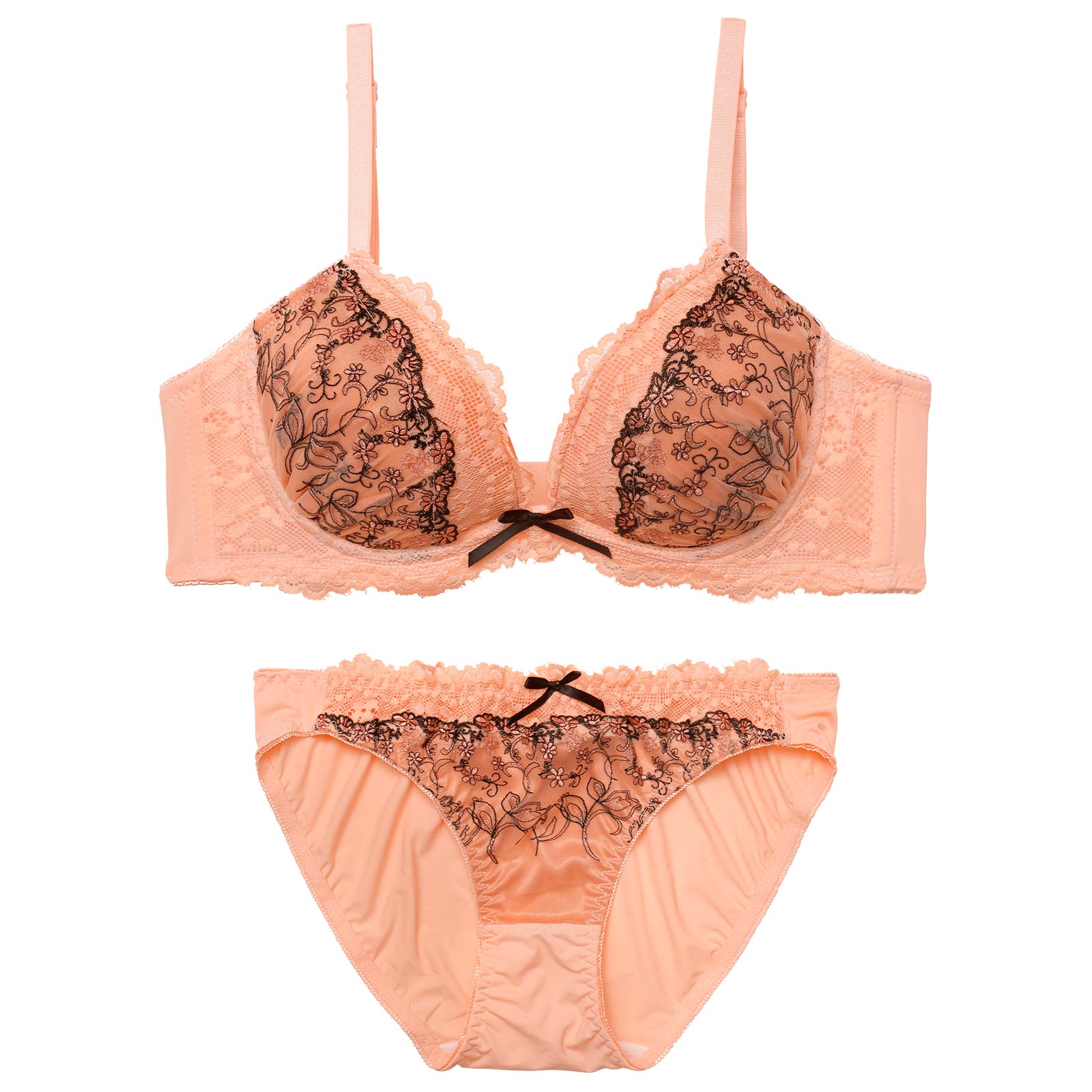 4/15新作!ノワールレーシィフルール育乳脇高ブラジャー&フルバックショーツ