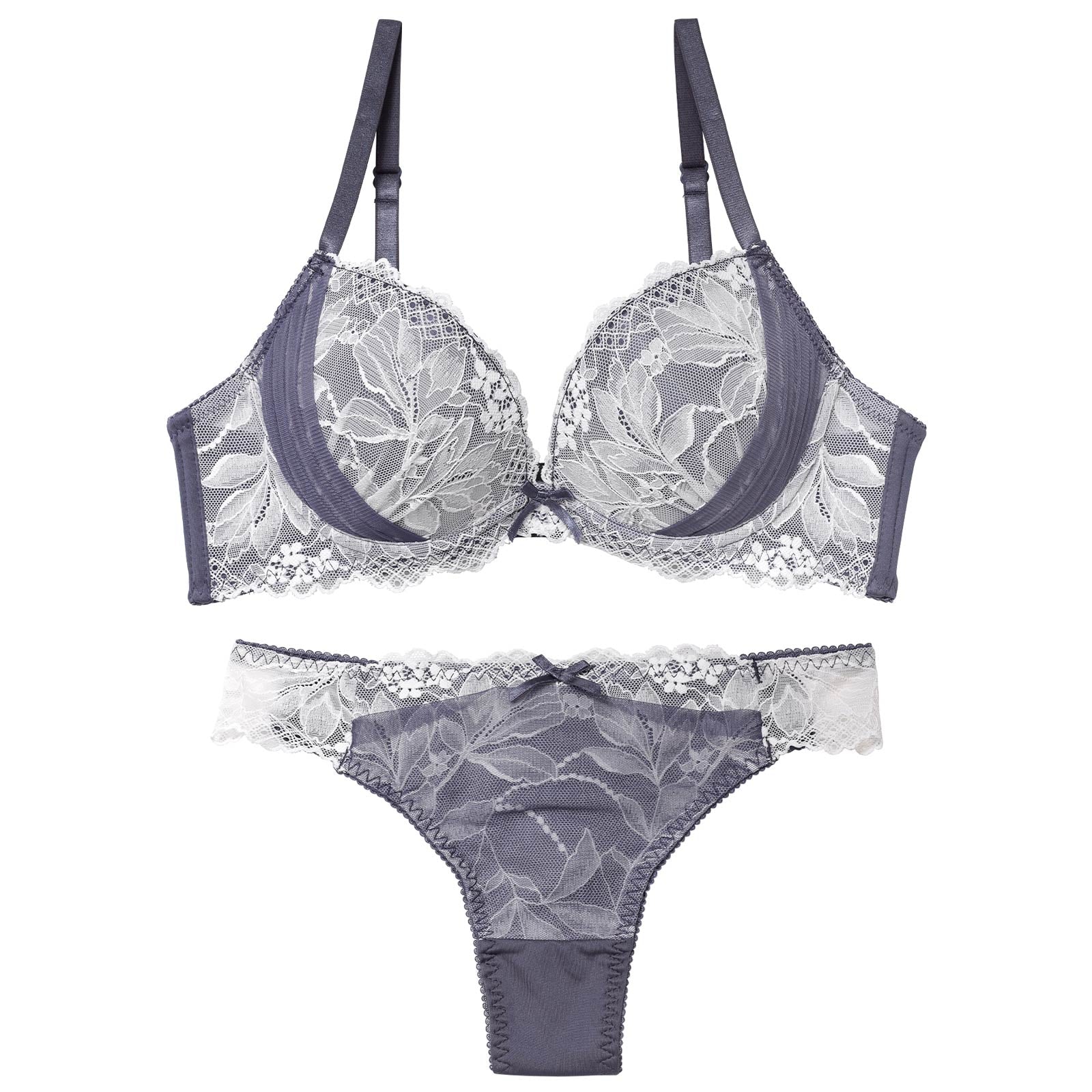 1/5新作!ボタニカルレースチュールブラジャー＆Tバックショーツ
