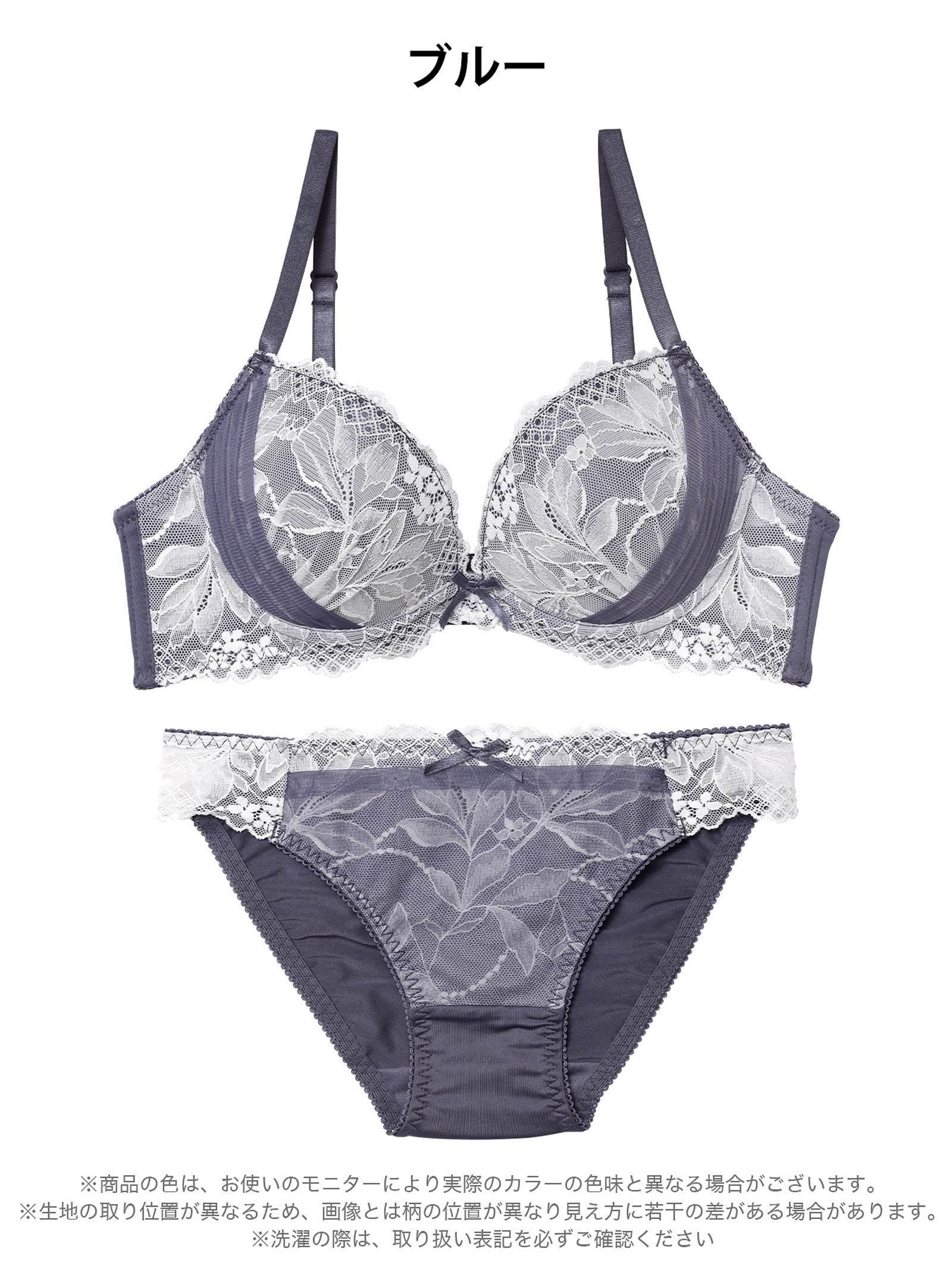 1/5新作!【EFサイズ】ボタニカルレースチュールブラジャー＆フルバックショーツ