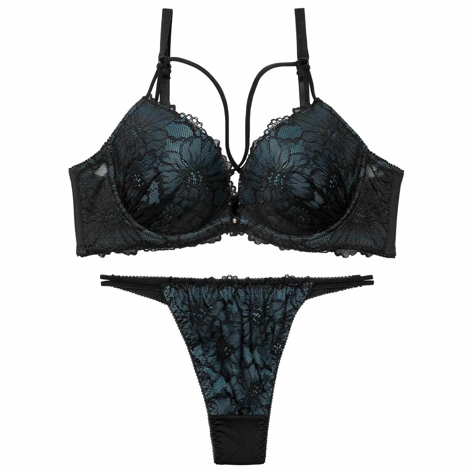 2/23新作!【三上悠亜着用】シックフラワーコードレースブラジャー&Tバックショーツ