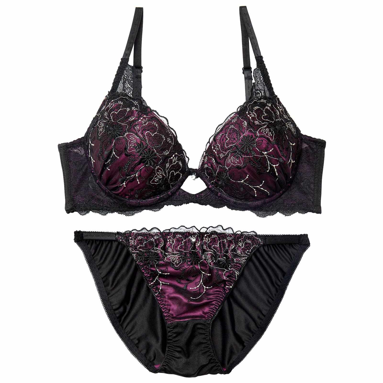 1/9新作!【三上悠亜着用】ディープノクターンフラワーブラジャー&フルバックショーツ