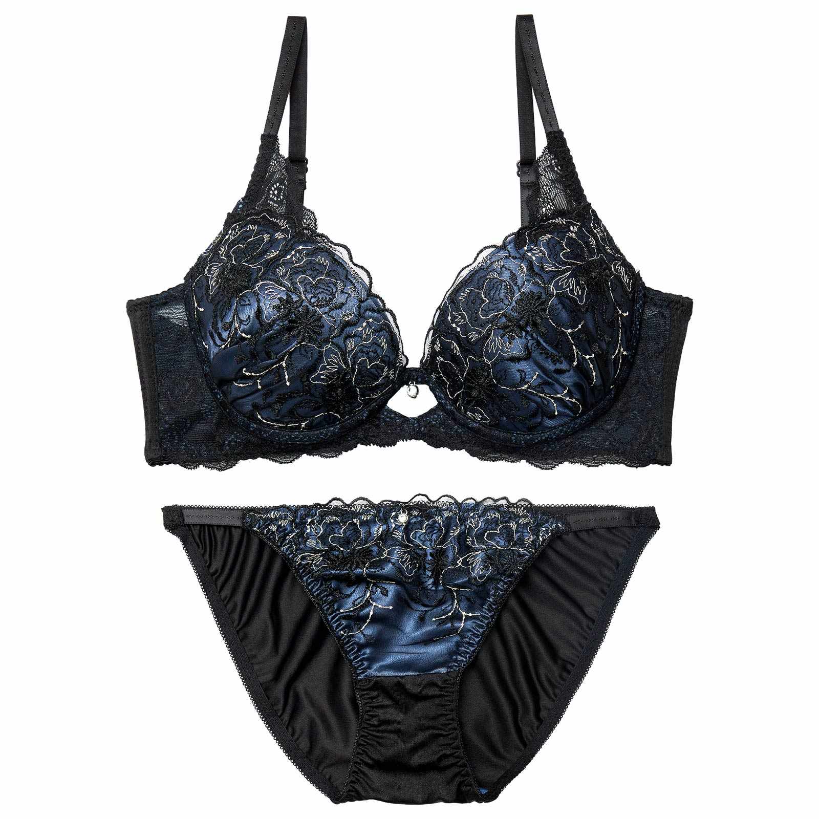 1/9新作!【三上悠亜着用】ディープノクターンフラワーブラジャー&フルバックショーツ