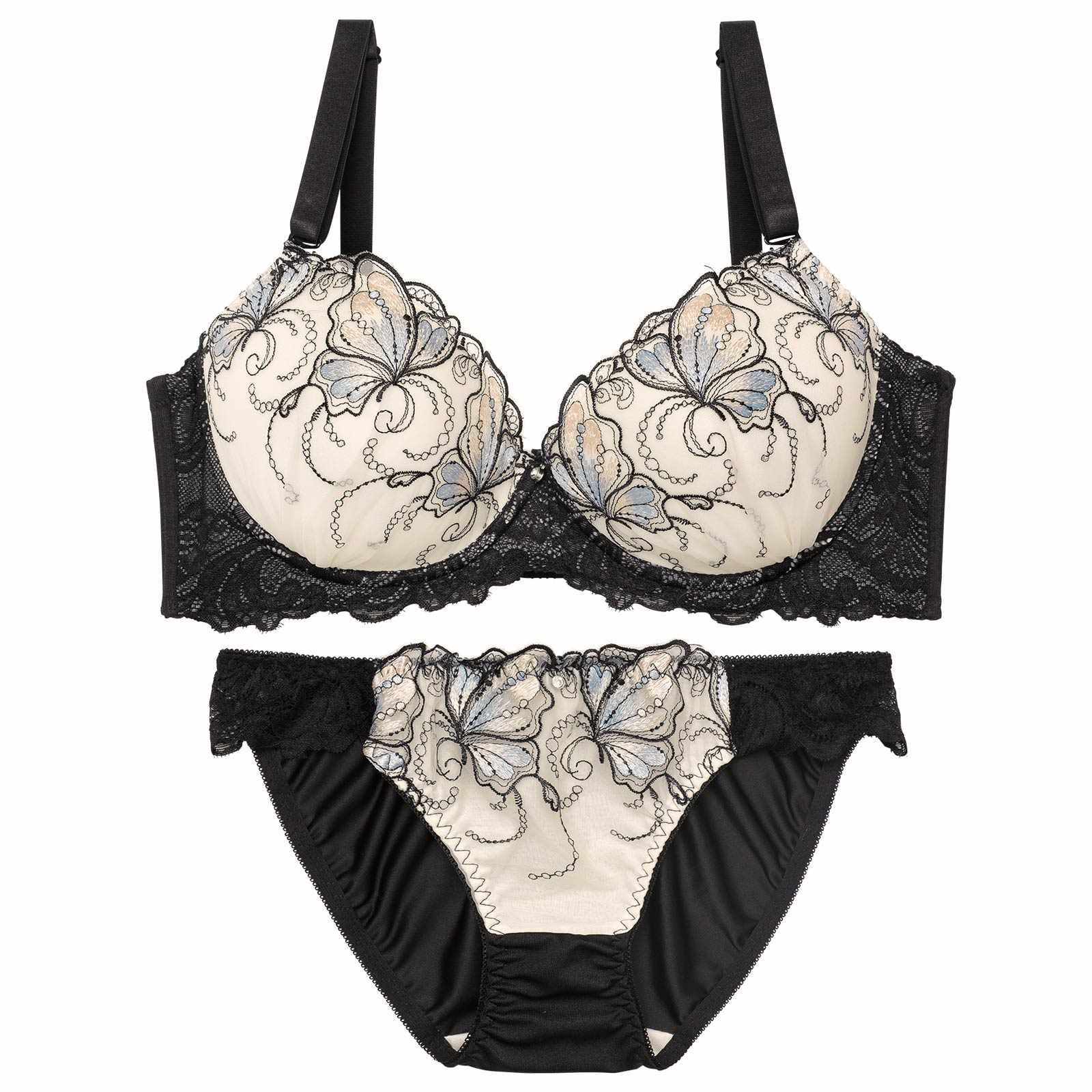 【EFサイズ】ミスティックバタフライ育乳脇高ブラジャー&フルバックショーツ