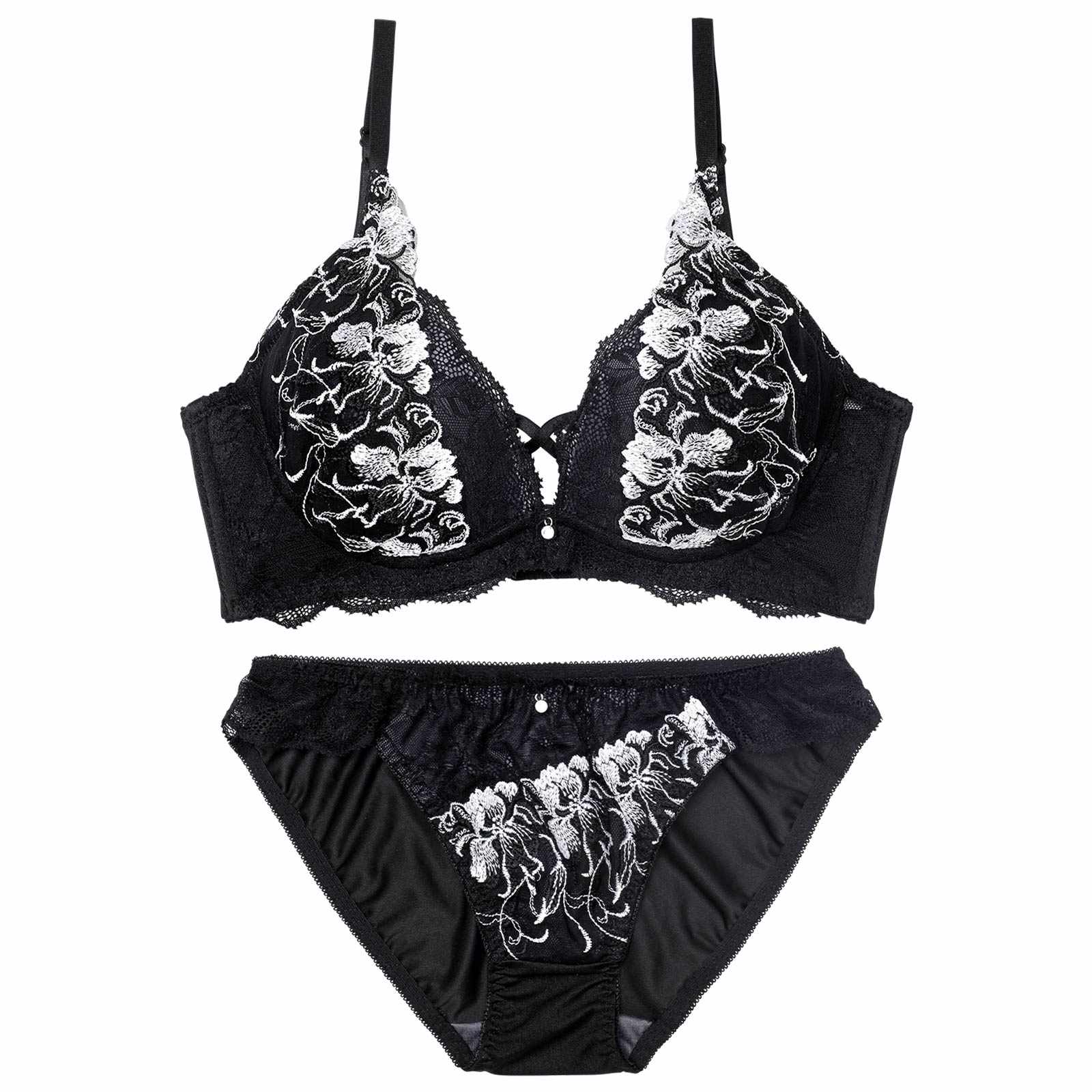 2/2新作!グレースクロスフラワー育乳脇高ブラジャー&フルバックショーツ