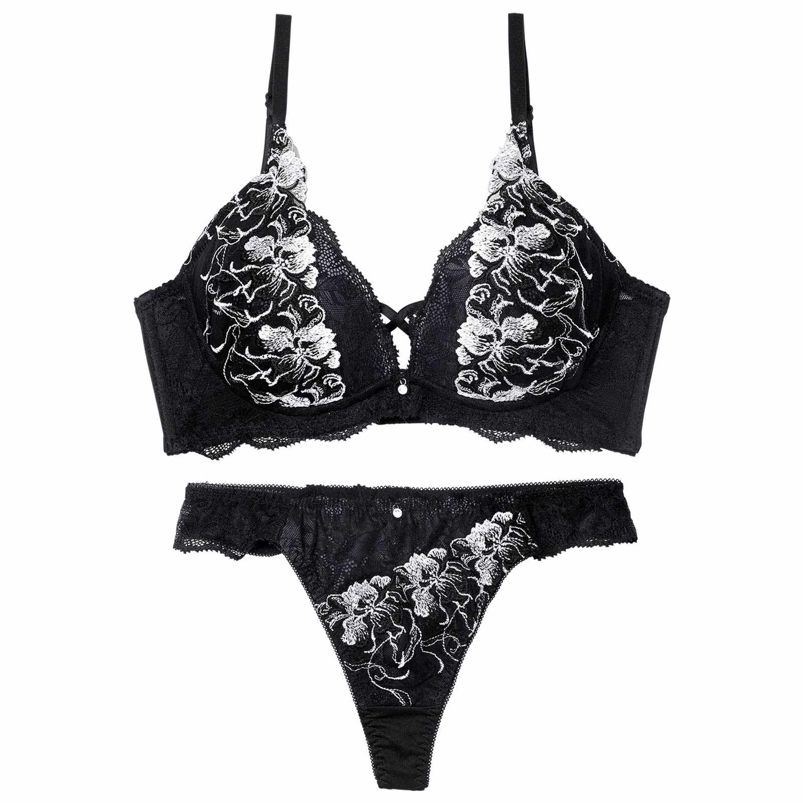 2/2新作!グレースクロスフラワー育乳脇高ブラジャー&Tバックショーツ