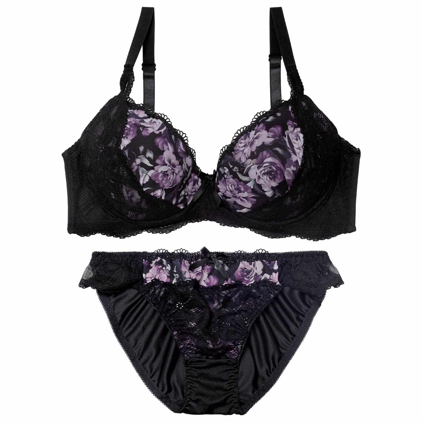 2/18新作!【EFサイズ】ピュアローズヴェールブラジャー&フルバックショーツ