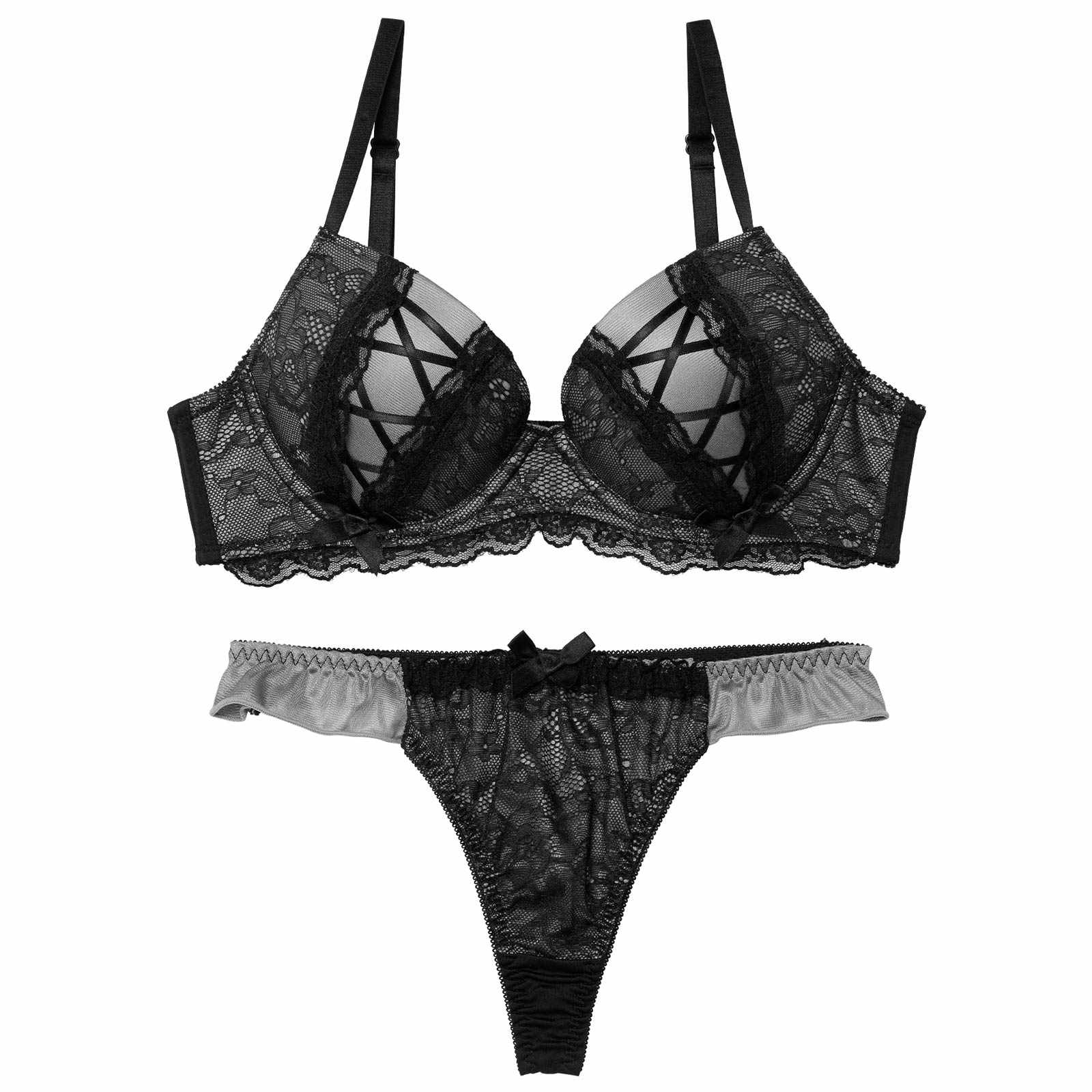 3/27新作!ダークガーリーレースアップブラジャー&Tバックショーツ