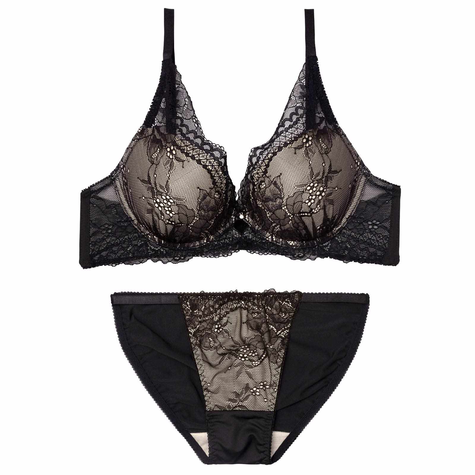 3/20新作!ミステリアスノワールレーシィブラジャー&フルバックショーツ