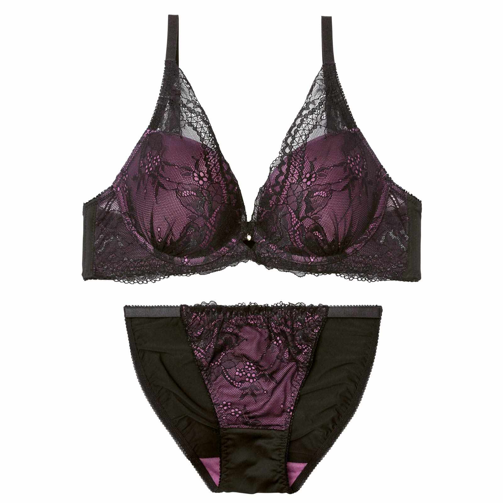 3/20新作!ミステリアスノワールレーシィブラジャー&フルバックショーツ