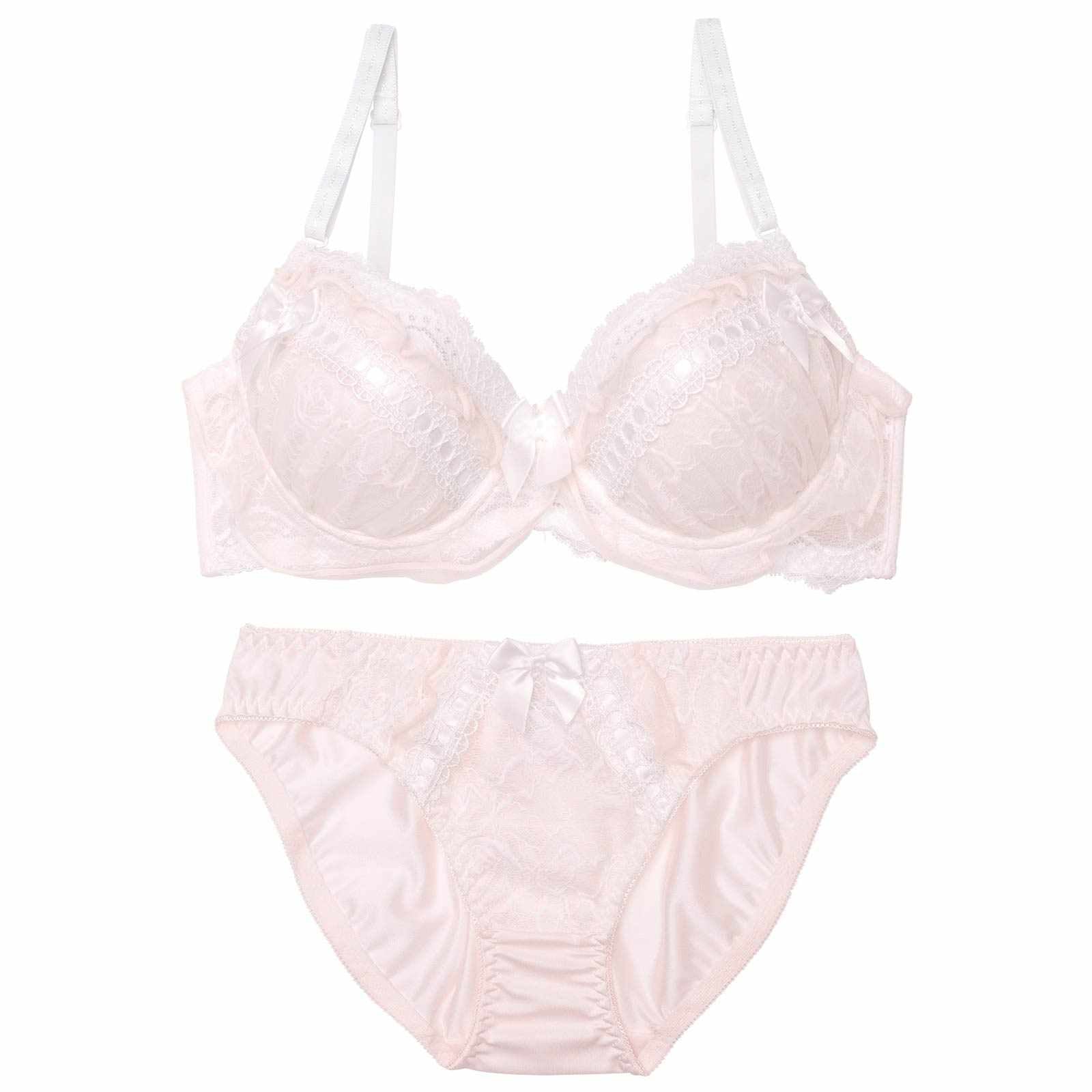 ピュアリーリボンレースブラジャー&フルバックショーツ