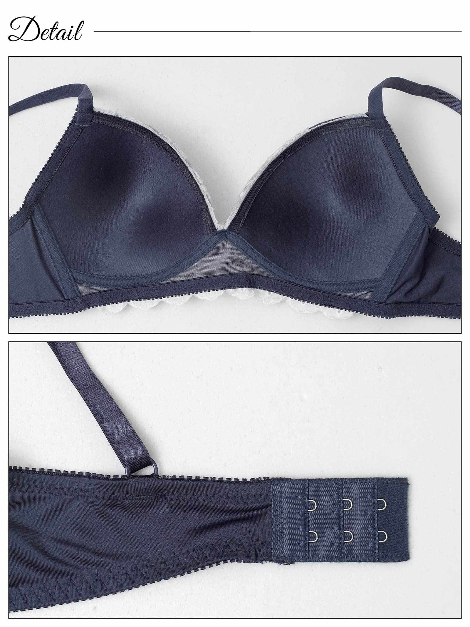 9/26新作!【ノンワイヤー】ナチュラルボタンレースブラジャー&フルバックショーツ