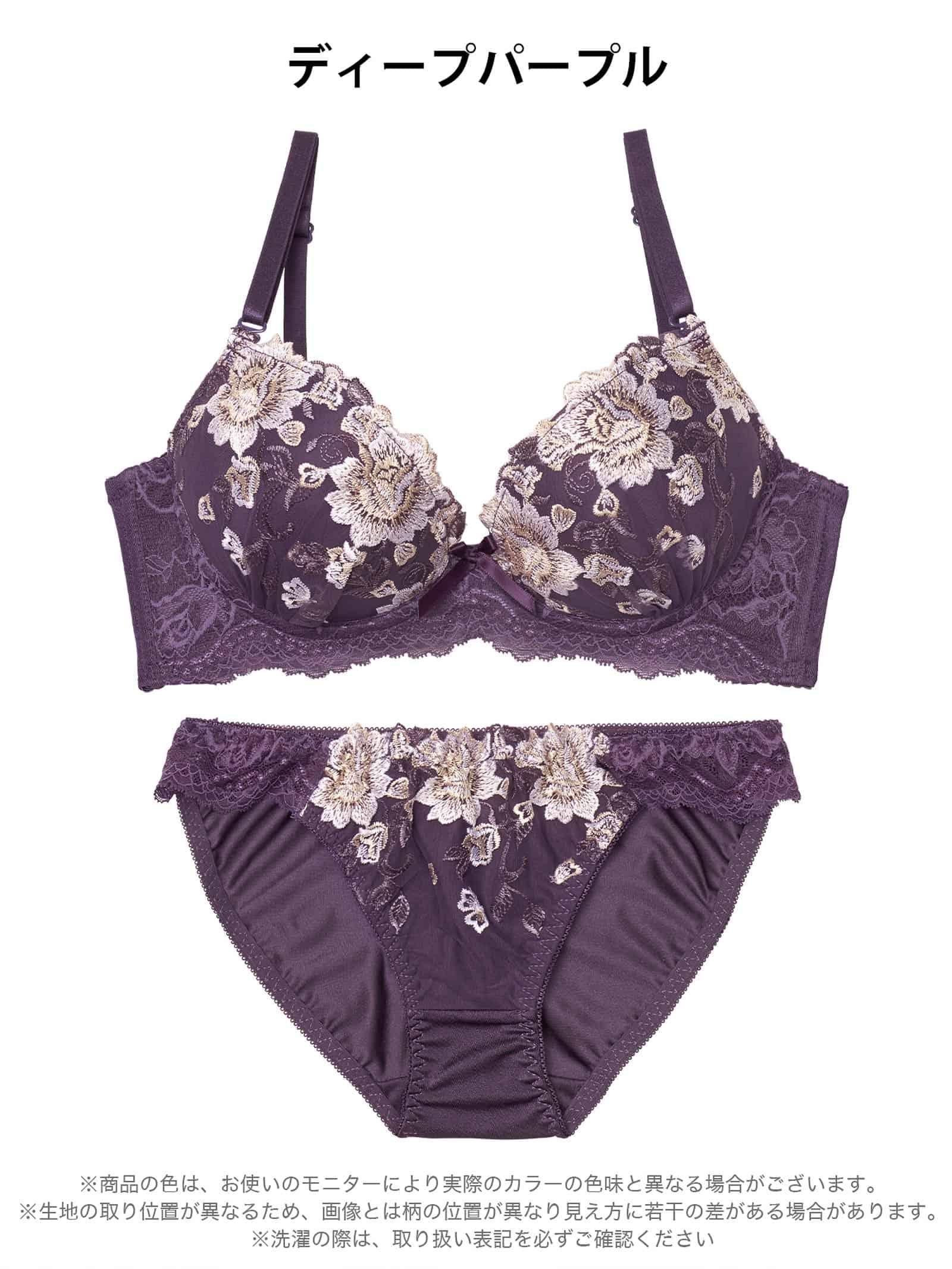 2/25新作!アリュールブロッサムエンブロイダリー育乳脇高ブラジャー&フルバックショーツ