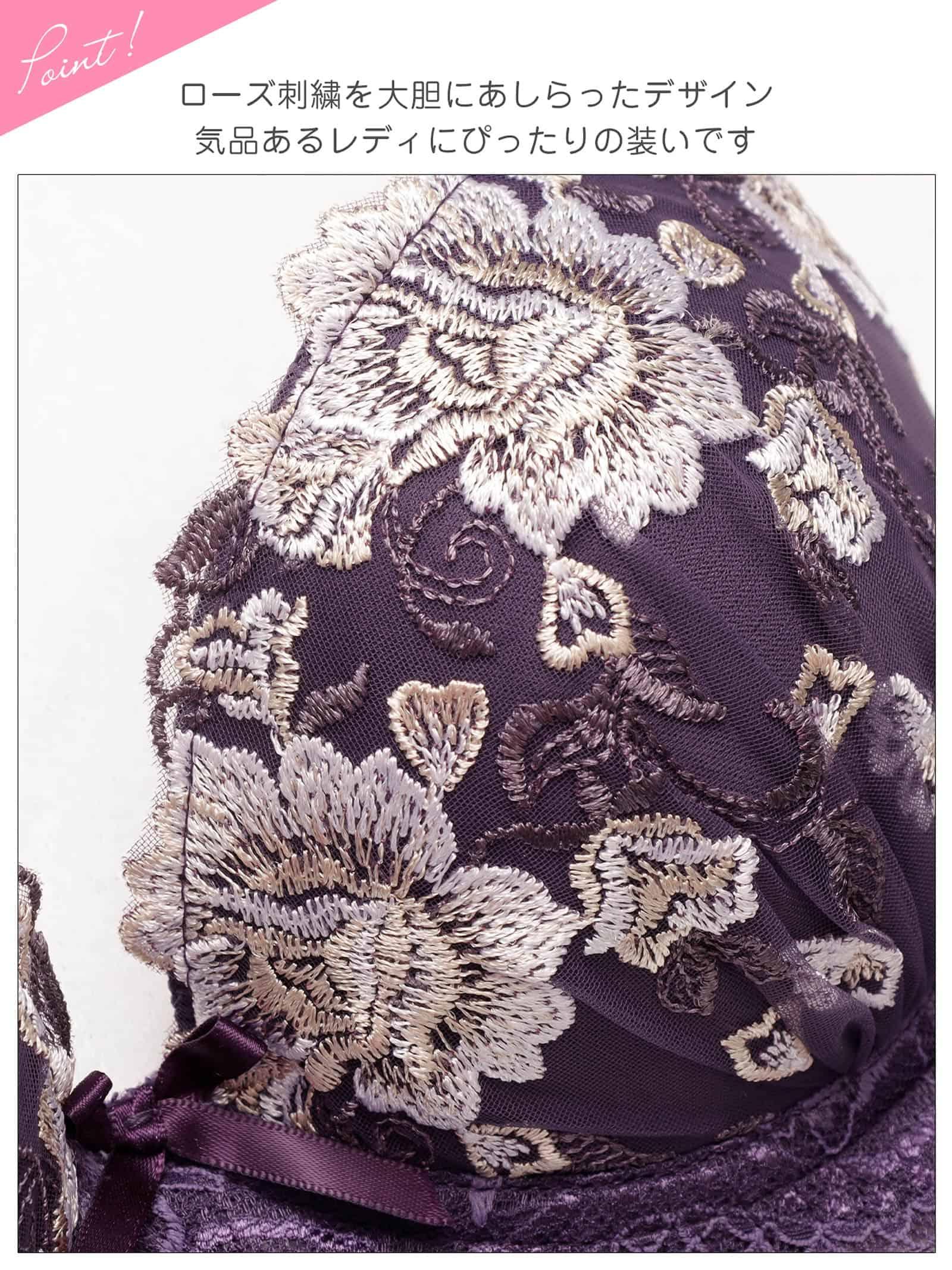 2/25新作!【EFサイズ】アリュールブロッサムエンブロイダリー育乳脇高ブラジャー&フルバックショーツ