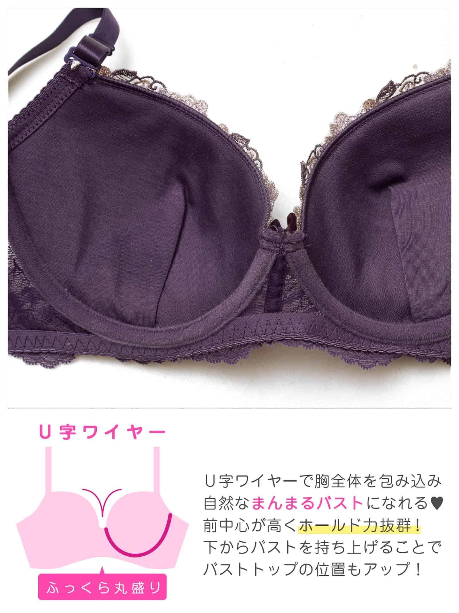 2/25新作!【EFサイズ】アリュールブロッサムエンブロイダリー育乳脇高ブラジャー&フルバックショーツ