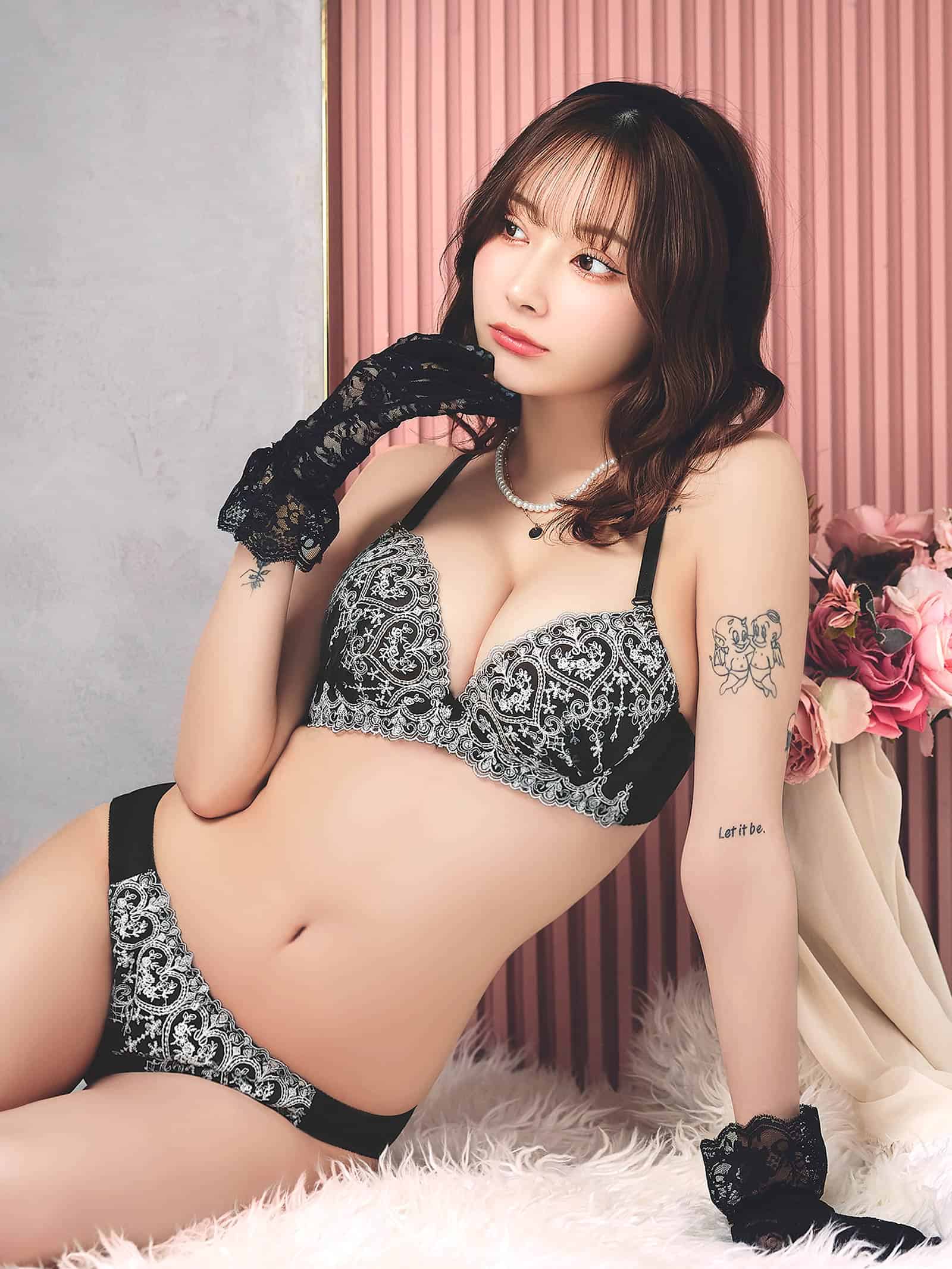 5/28再販!ロイヤルハートチュールレースブラジャー&フルバックショーツ