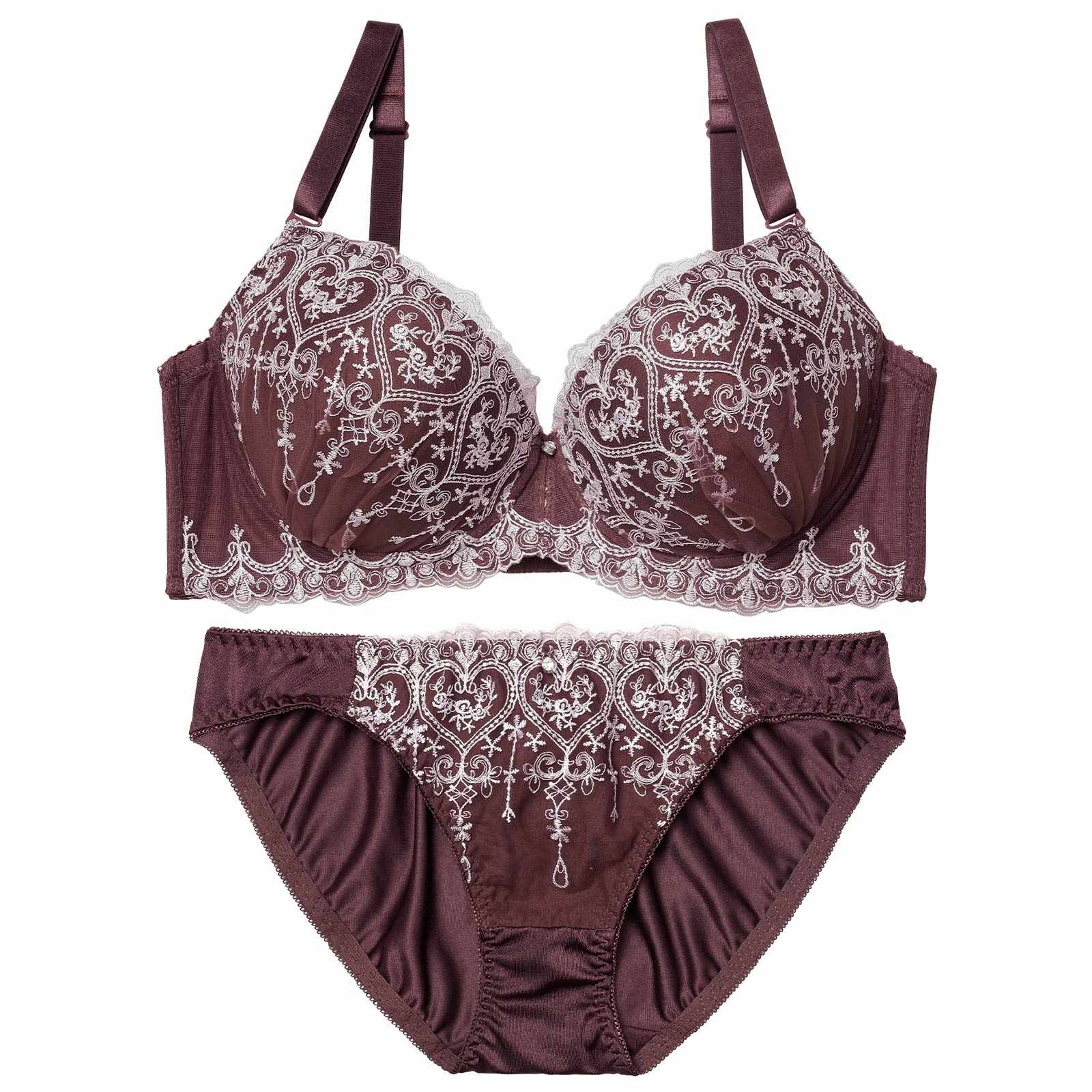 1/26新作!【EFサイズ】ロイヤルハートチュールレースブラジャー&フルバックショーツ