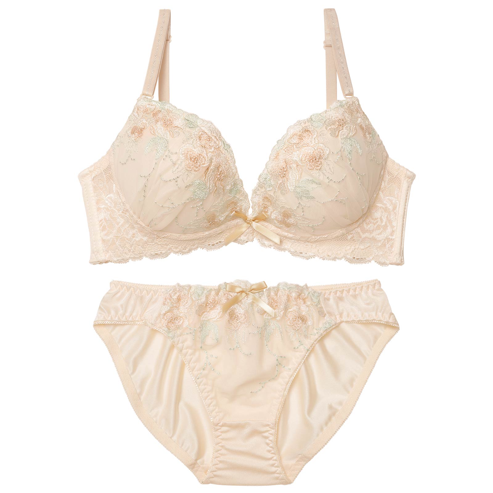 3/6新作!シャイニーフルール育乳脇高ブラジャー＆フルバックショーツ