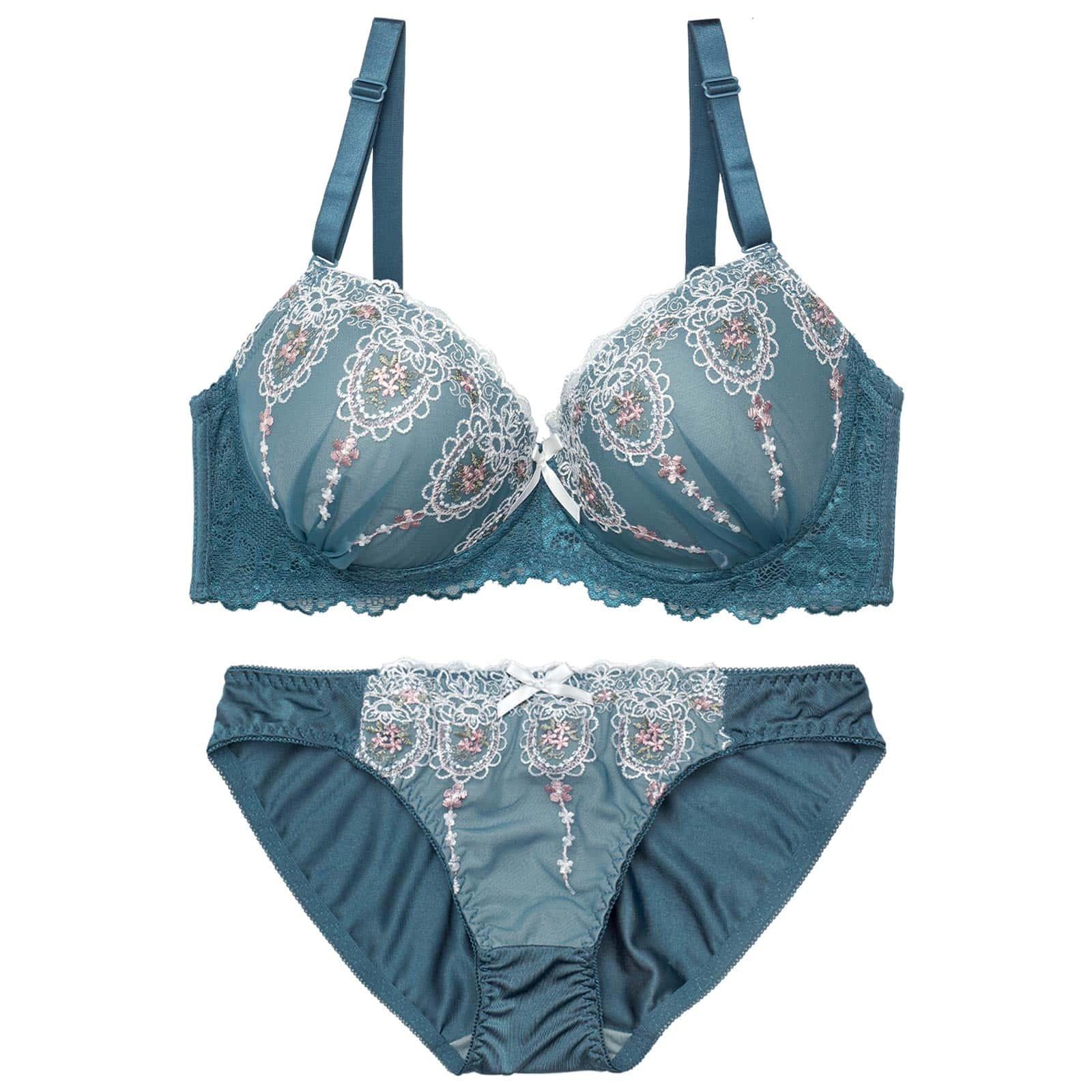 2/25新作!【EFサイズ】クラシカルフルーレットブラジャー&フルバックショーツ