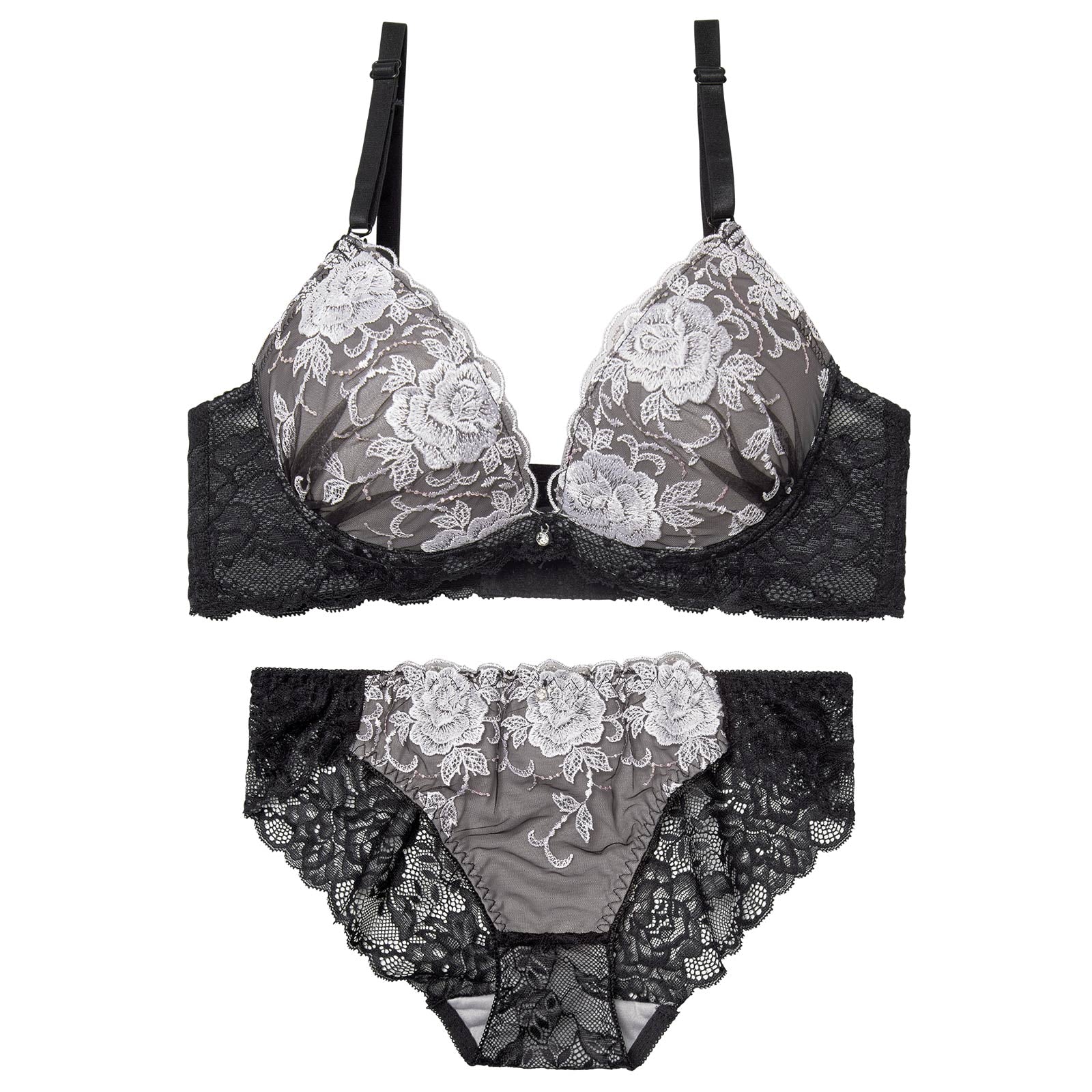 4/15新作!ラディアントフルール育乳脇高ブラジャー&バック透けフルバックショーツ