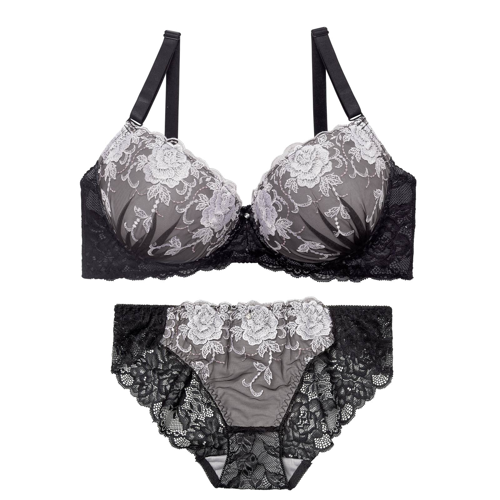 4/15新作!【EFサイズ】ラディアントフルールブラジャー&バック透けフルバックショーツ