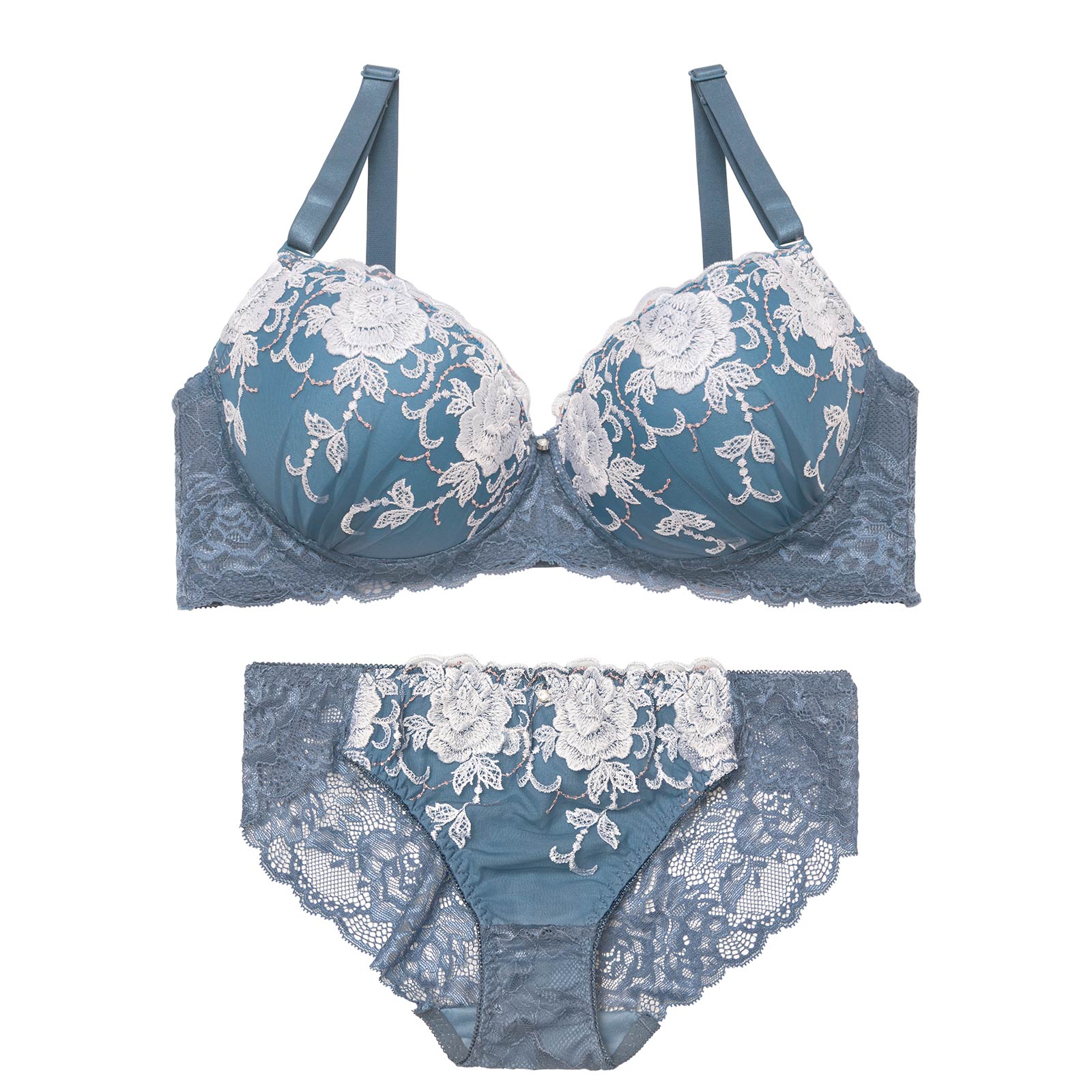 4/15新作!【EFサイズ】ラディアントフルールブラジャー&バック透けフルバックショーツ