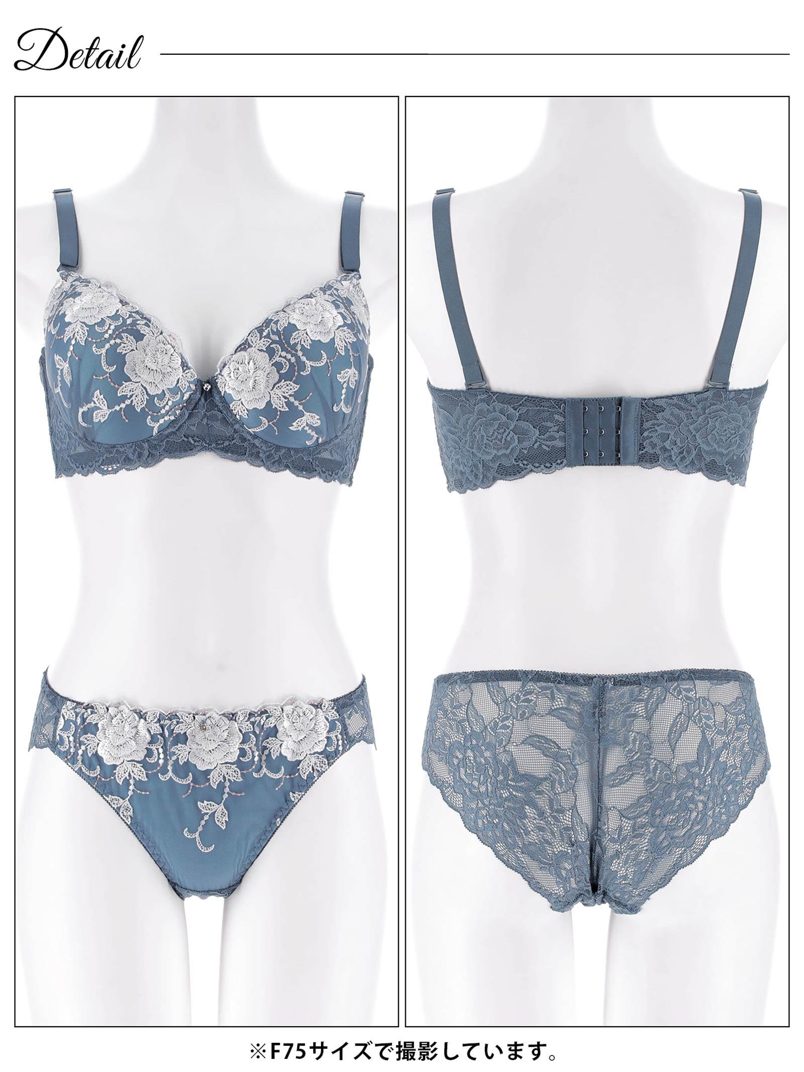 4/15新作!【EFサイズ】ラディアントフルールブラジャー&バック透けフルバックショーツ