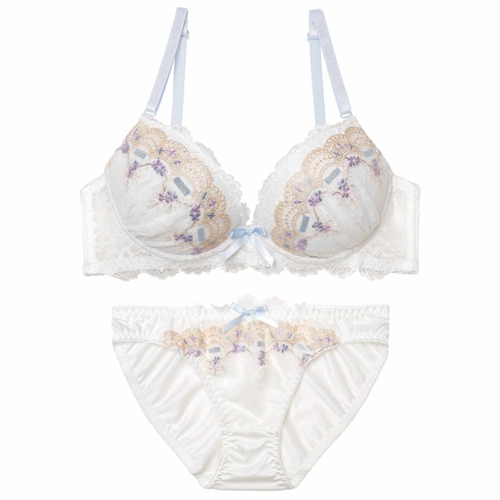 3/23新作!パステルリボンフルールブラジャー&フルバックショーツ