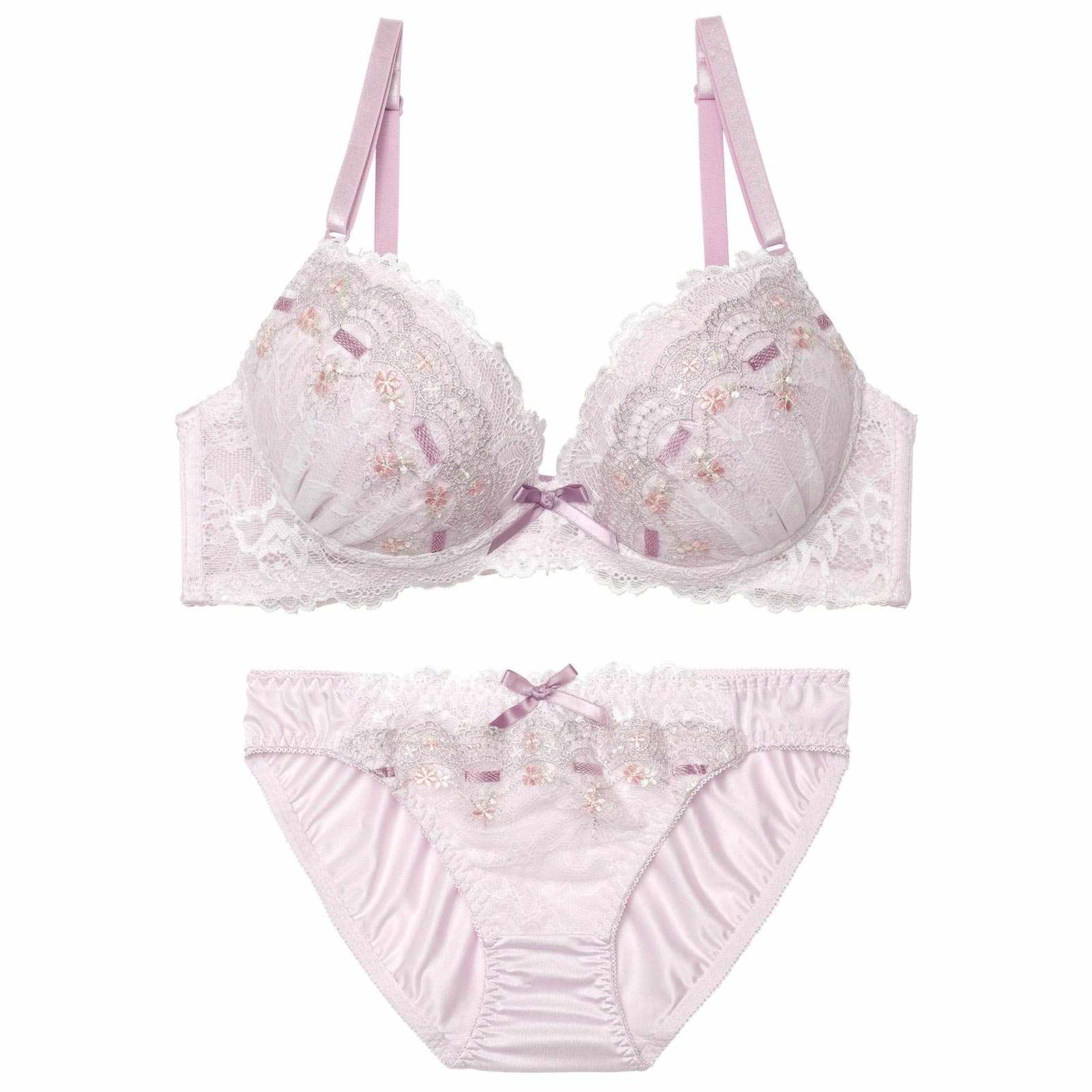 3/23新作!パステルリボンフルールブラジャー&フルバックショーツ
