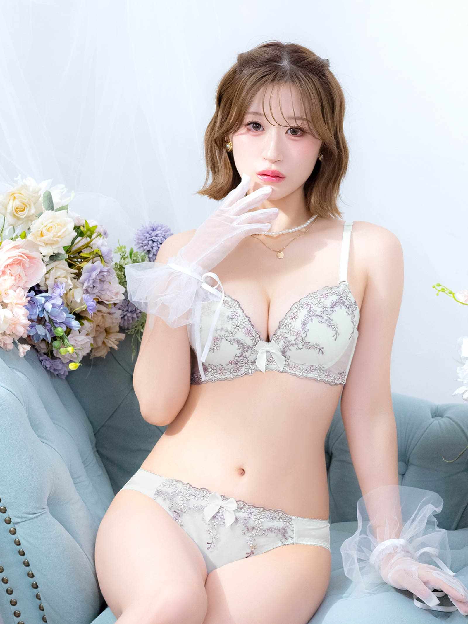 5/11新作!パステルフルーレットブラジャー&フルバックショーツ