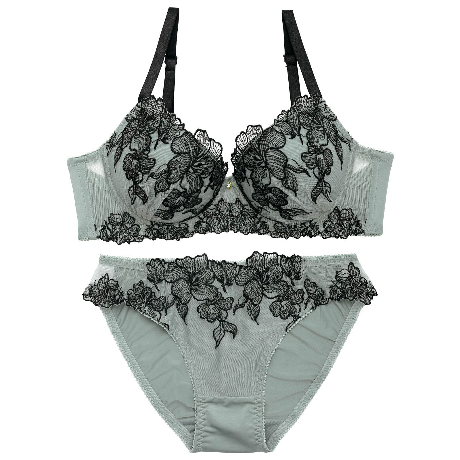 4/10新作!ノーブルシャドウフラワーブラジャー&フルバックショーツ