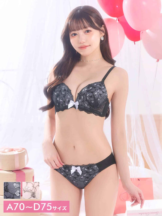 7/22新作!ラブリーハートチュールブラジャー&フルバックショーツ