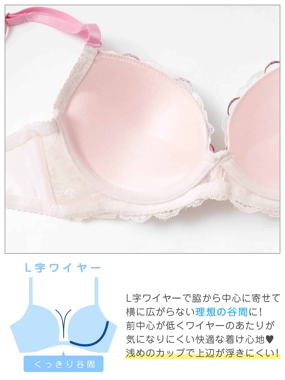 10/7新作!ガーリーハートレースブラジャー&フルバックショーツ