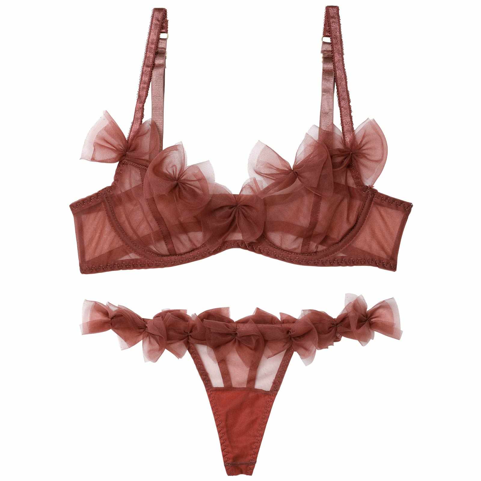 エアリーリボンチュールブラジャー&Tバックショーツ