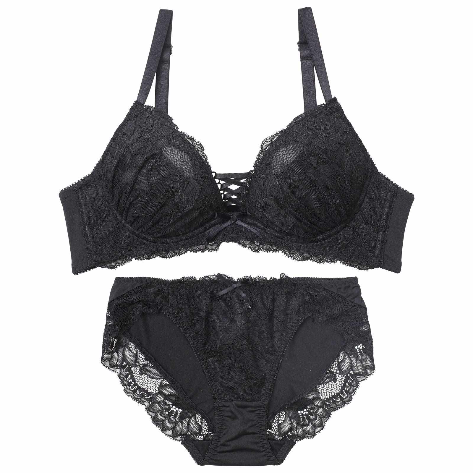 クラッシーレースアップブラジャー&フルバックショーツ