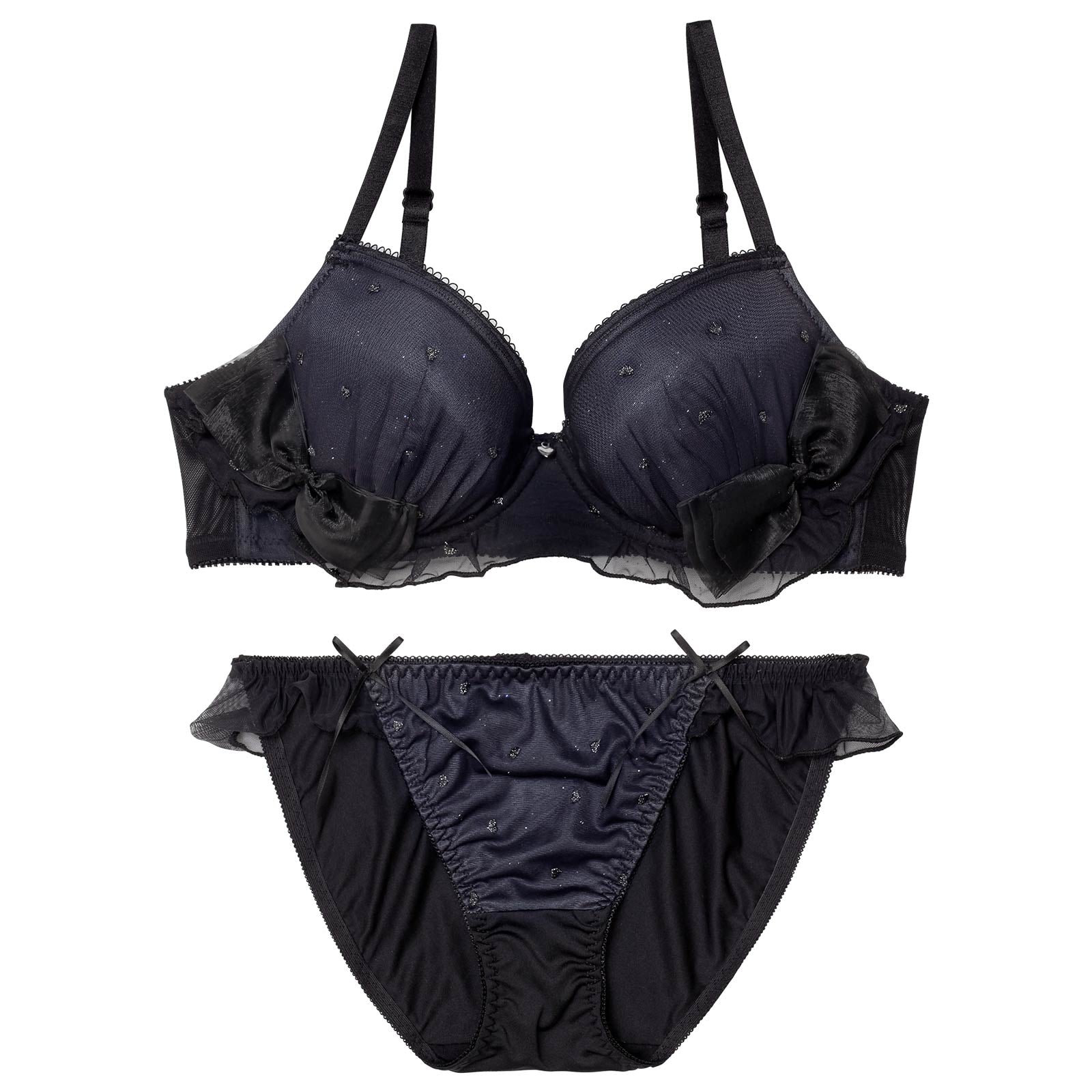 1/16新作!ミルキーリボンフリルブラジャー＆フルバックショーツ