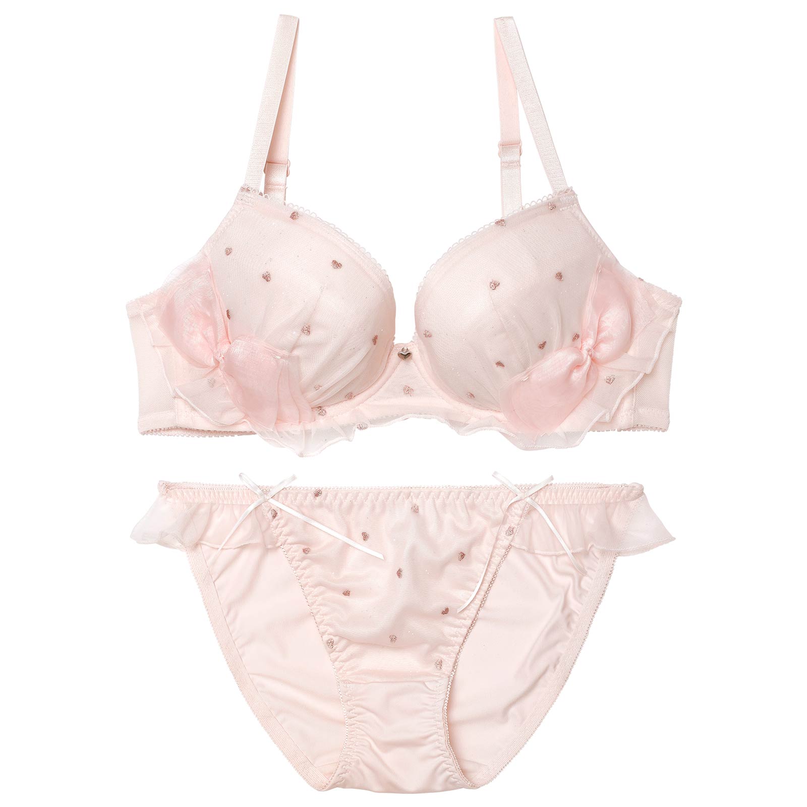 1/16新作!ミルキーリボンフリルブラジャー＆フルバックショーツ