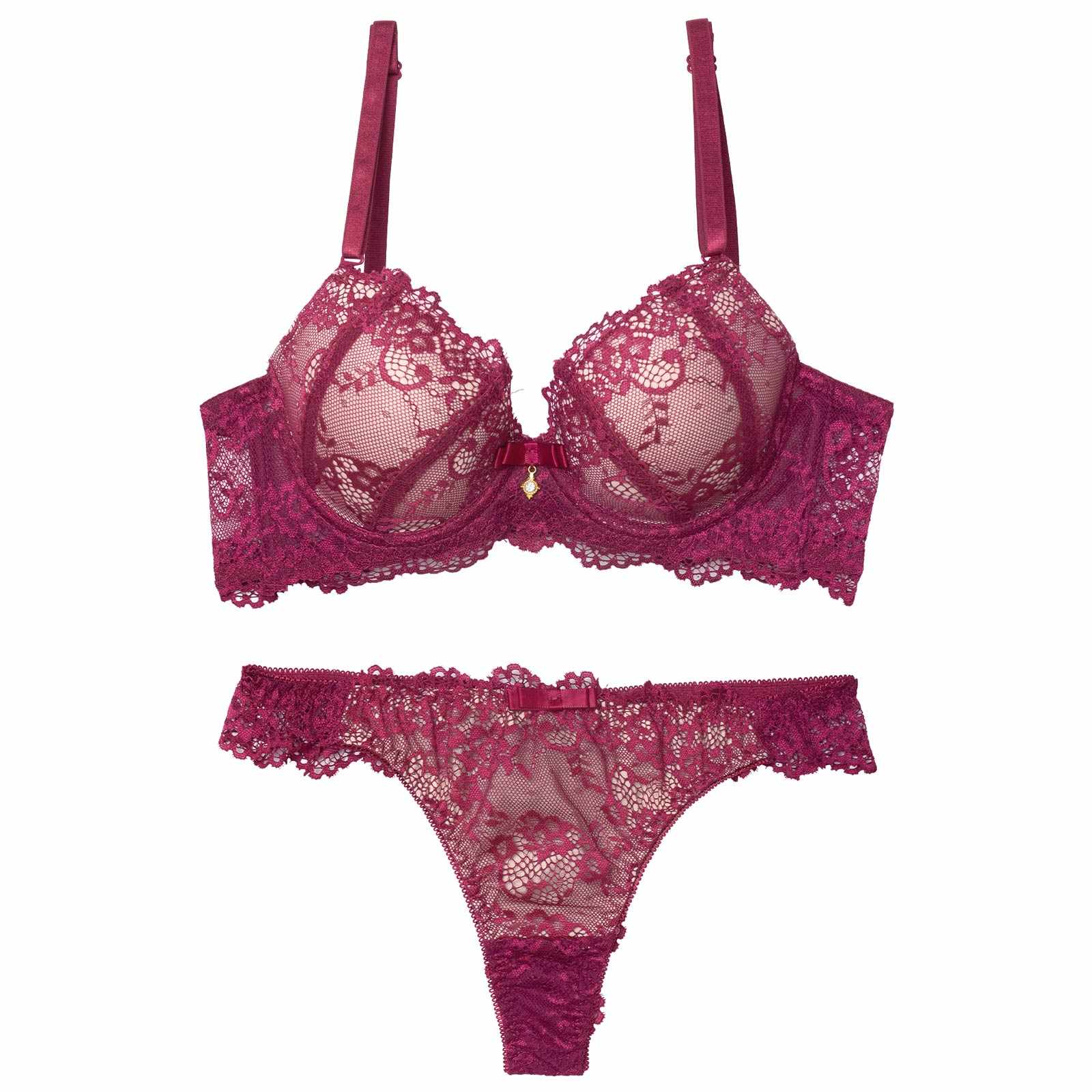 1/15再販!ヌーディーレース育乳脇高ブラジャー&バック透けTバックショーツ