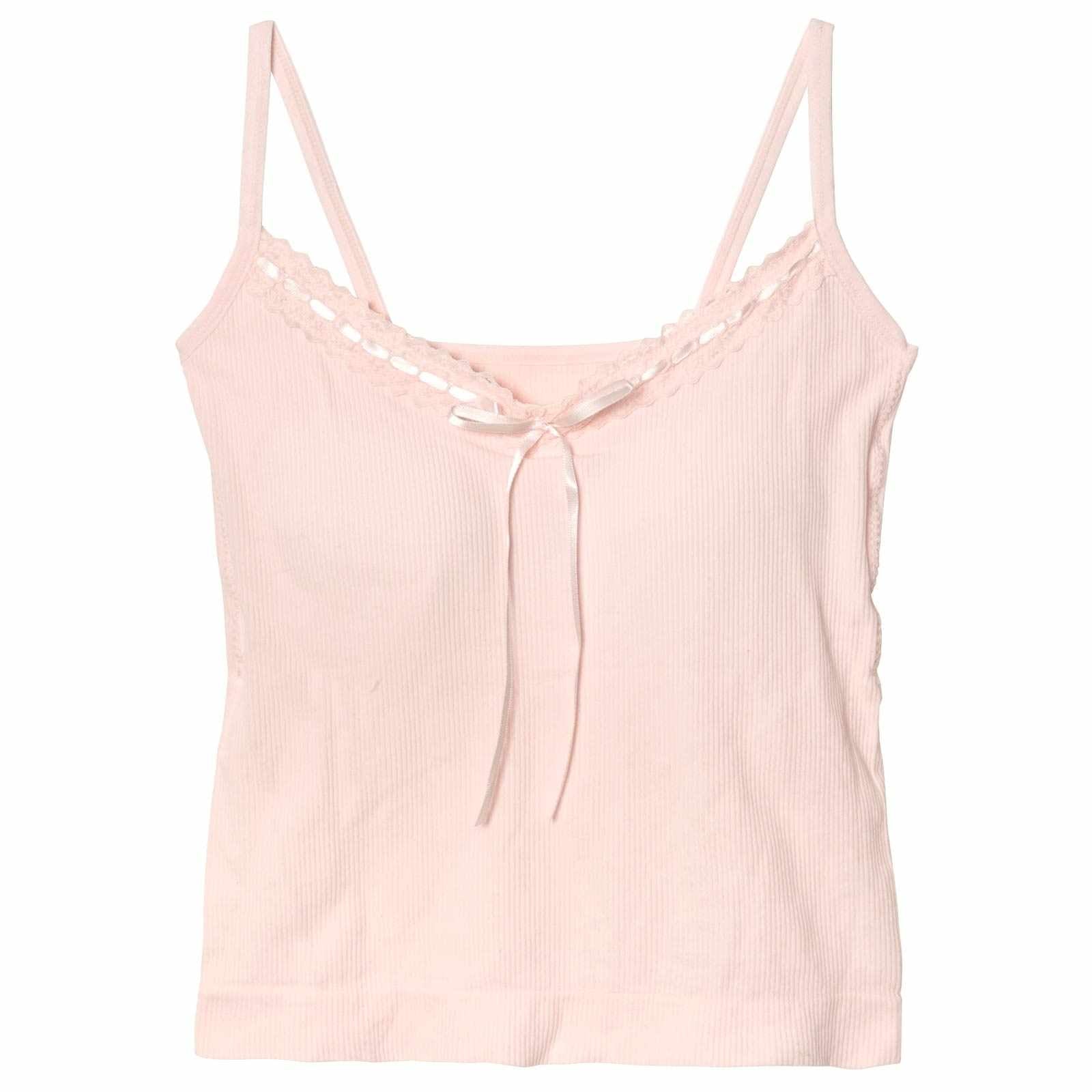 11/24新作!ガーリーレースリボンカップ付きキャミソール