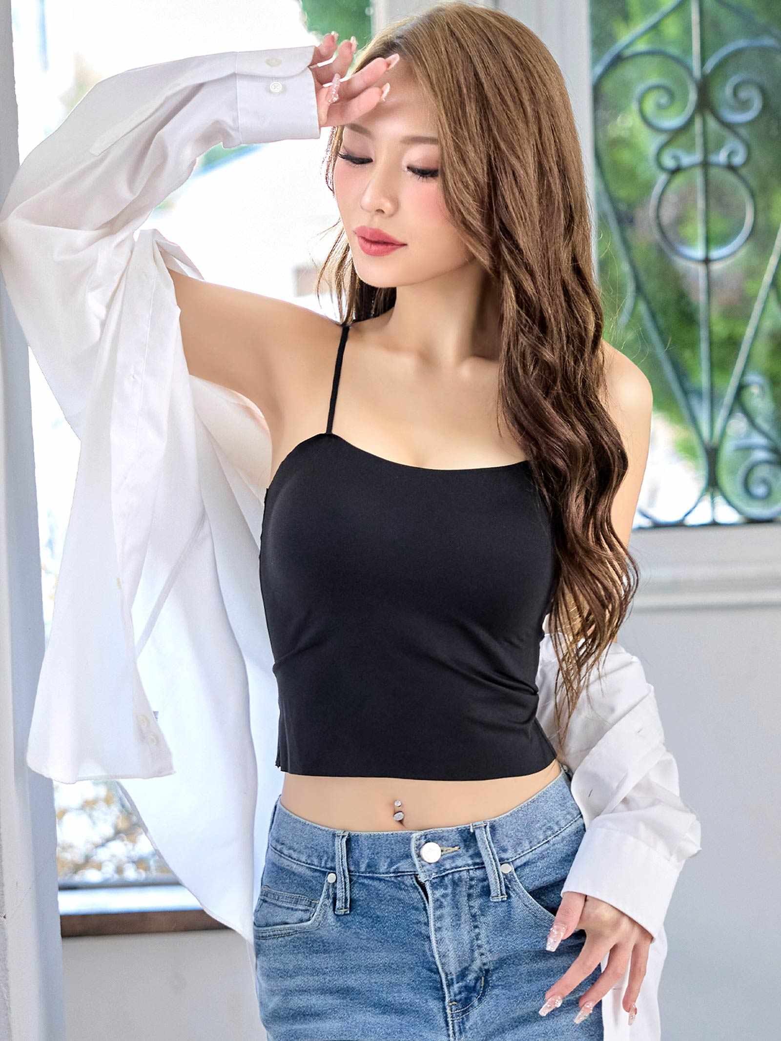 1/30新作!ワンカラーシームレスカップ付きキャミソール