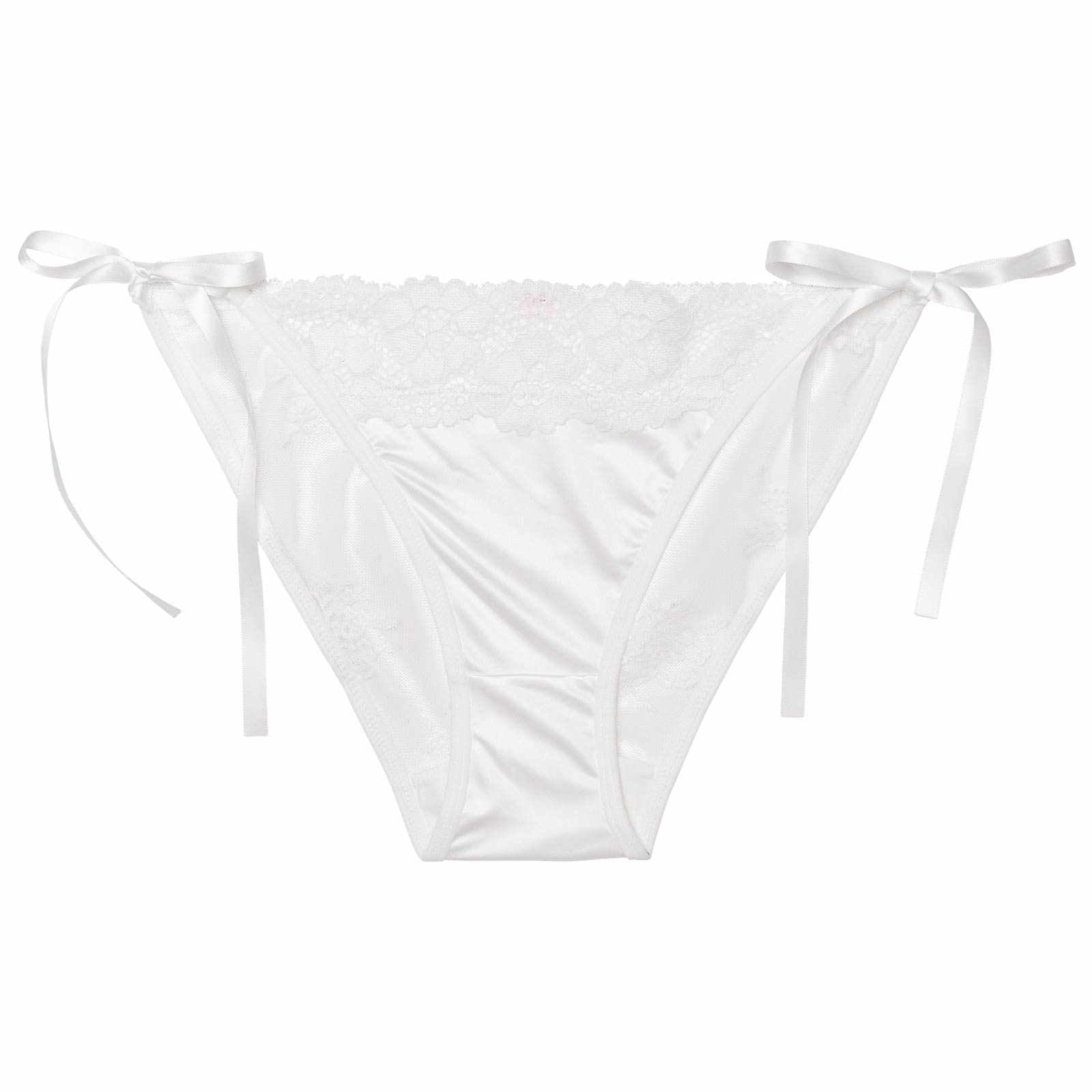 3/4新作!エリシアリボンレースサイド紐フルバックショーツ単品